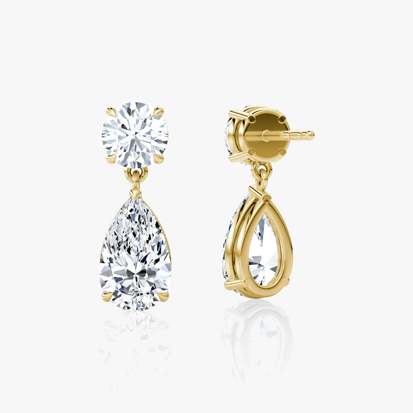 Duo Drop Ohrring | pear+round-brilliant | 14k | 18k Gelbgold