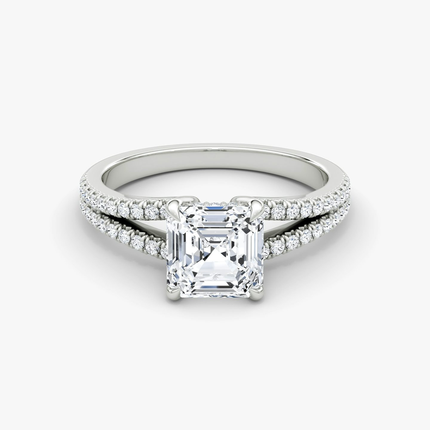 The Floating Split Band | Asscher | 18k | 18k White Gold | Band: Pavé | Diamond orientation: vertical | Carat weight: See full inventory