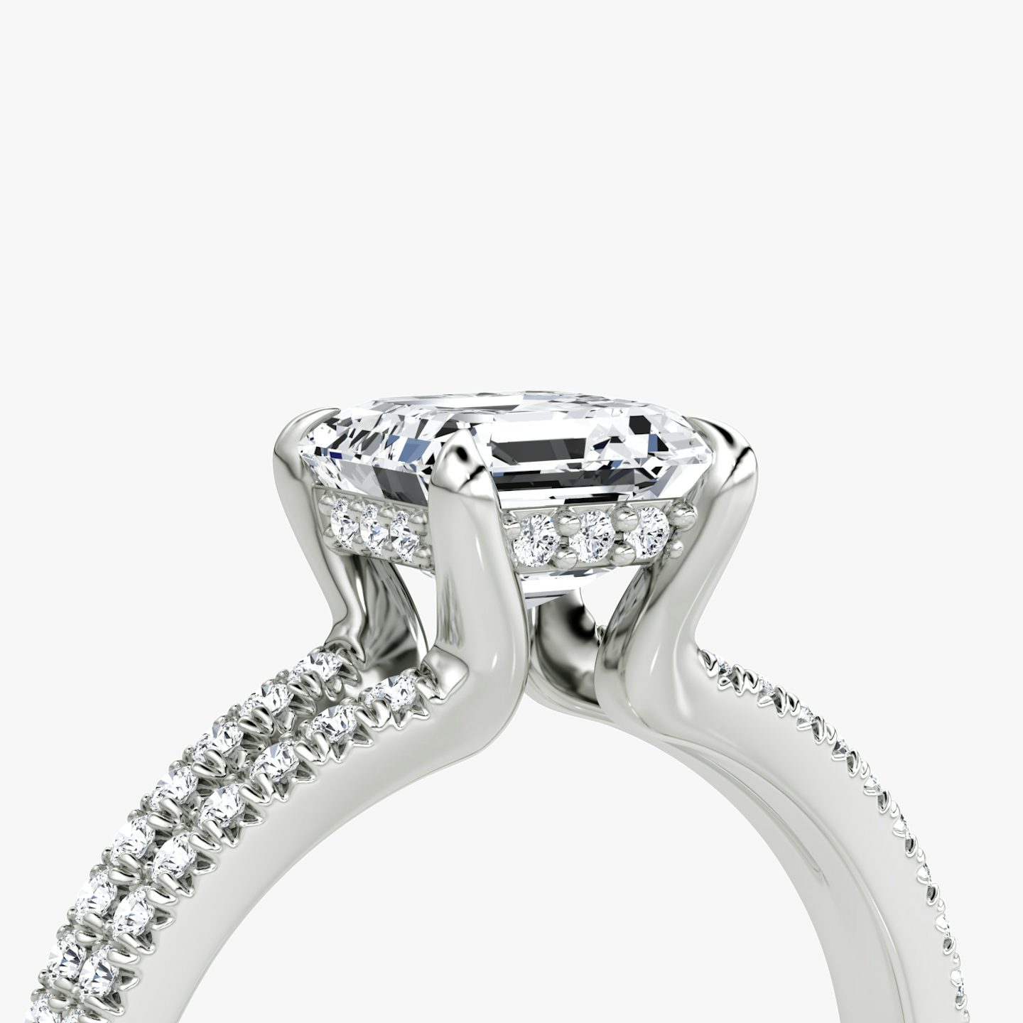 The Floating Split Band | Asscher | 18k | 18k White Gold | Band: Pavé | Diamond orientation: vertical | Carat weight: See full inventory