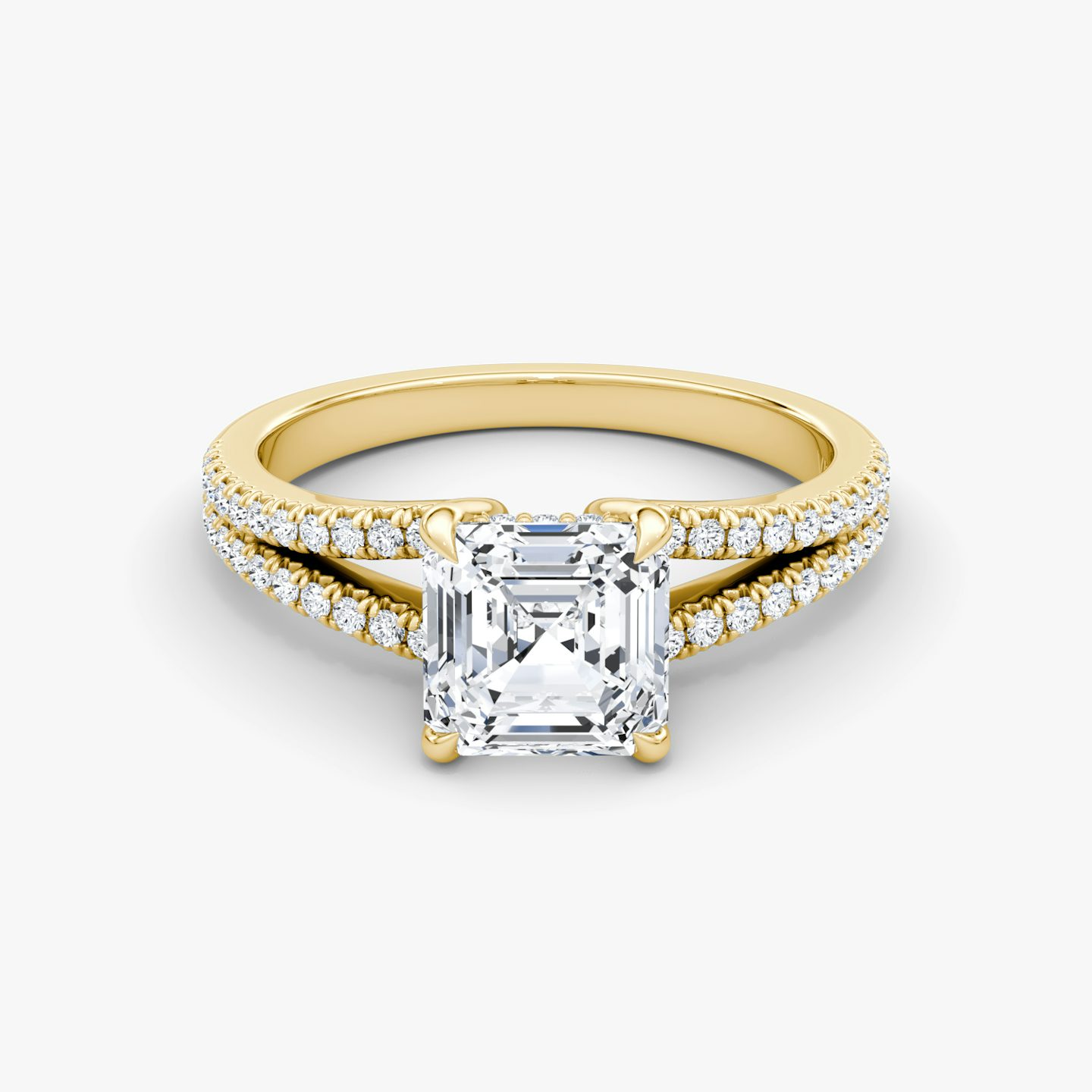 The Floating Split Band | Asscher | 18k | 18k Yellow Gold | Band: Pavé | Diamond orientation: vertical | Carat weight: See full inventory