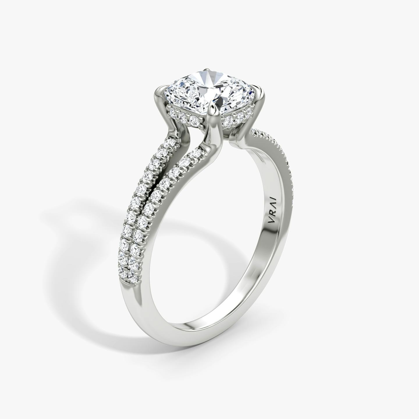 The Floating Split Band | Pavé Cushion | 18k | 18k White Gold | Band: Pavé | Diamond orientation: vertical | Carat weight: See full inventory