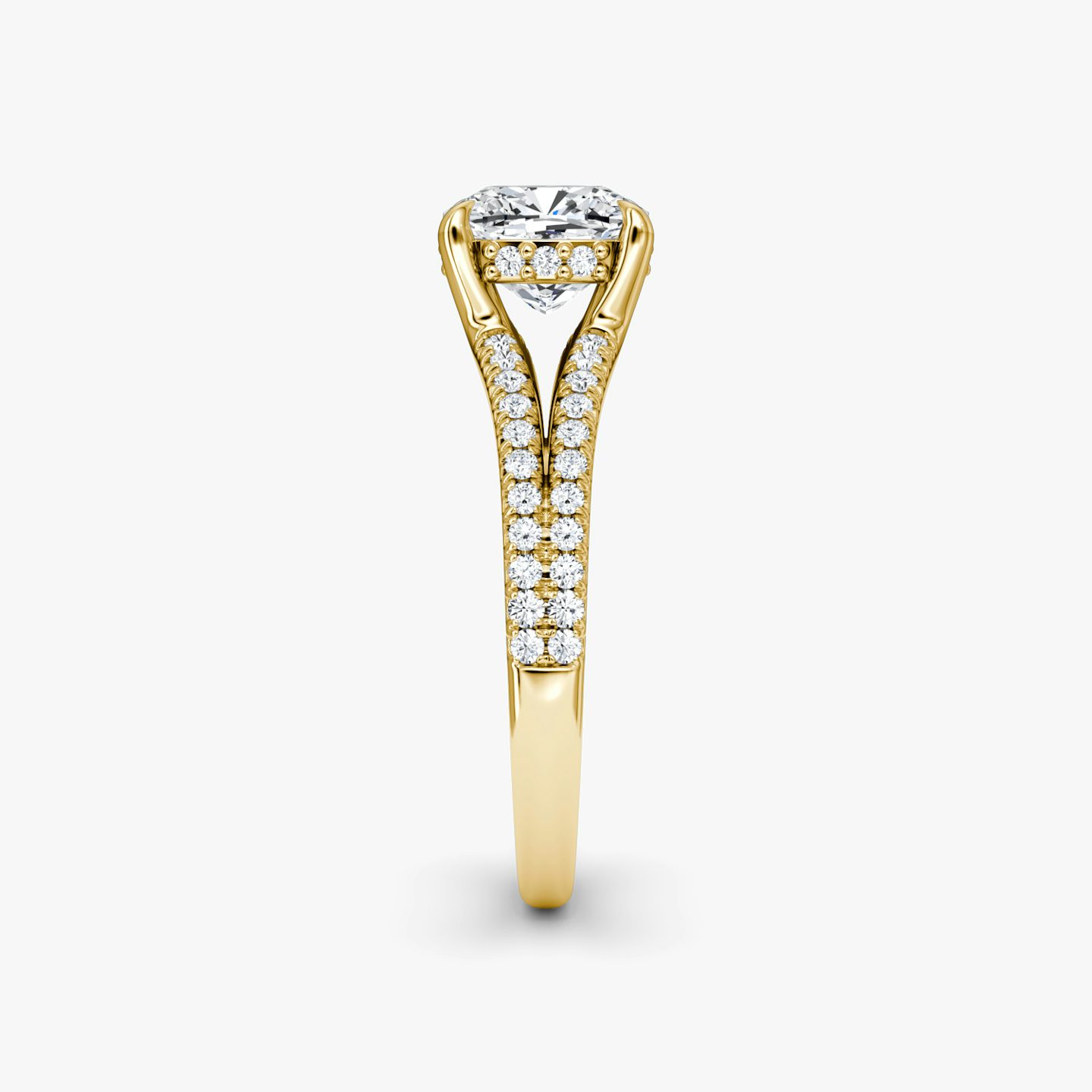 The Floating Split Band | Pavé Cushion | 18k | 18k Yellow Gold | Band: Pavé | Diamond orientation: vertical | Carat weight: See full inventory