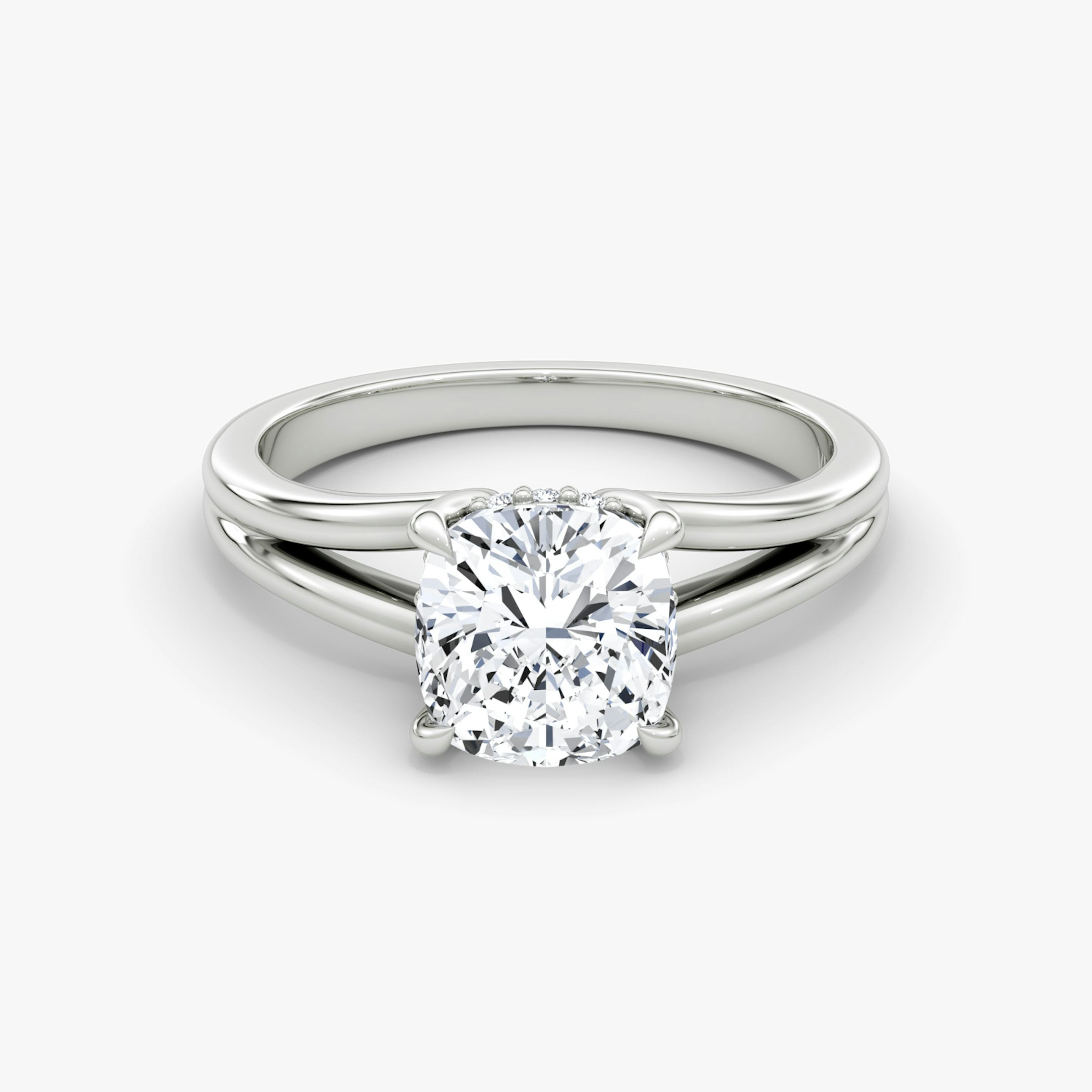 The Floating Split Band | Pavé Cushion | Platinum | Band: Plain | Diamond orientation: vertical | Carat weight: See full inventory