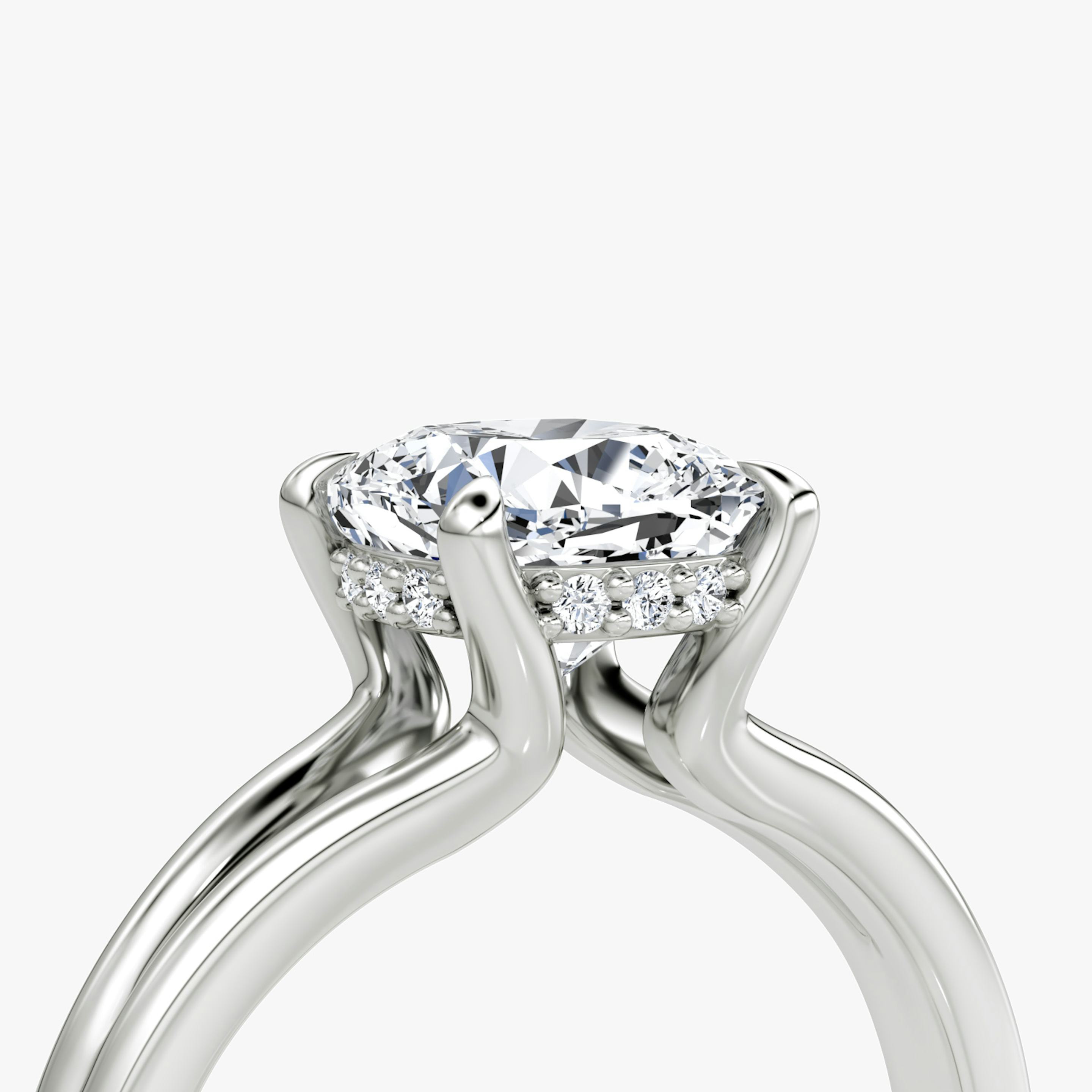 The Floating Split Band | Pavé Cushion | 18k | 18k White Gold | Band: Plain | Diamond orientation: vertical | Carat weight: See full inventory