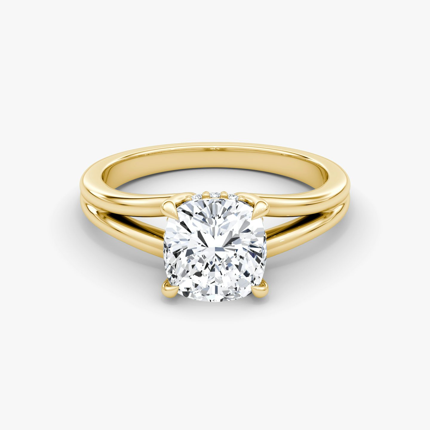 The Floating Split Band | Pavé Cushion | 18k | 18k Yellow Gold | Band: Plain | Diamond orientation: vertical | Carat weight: See full inventory
