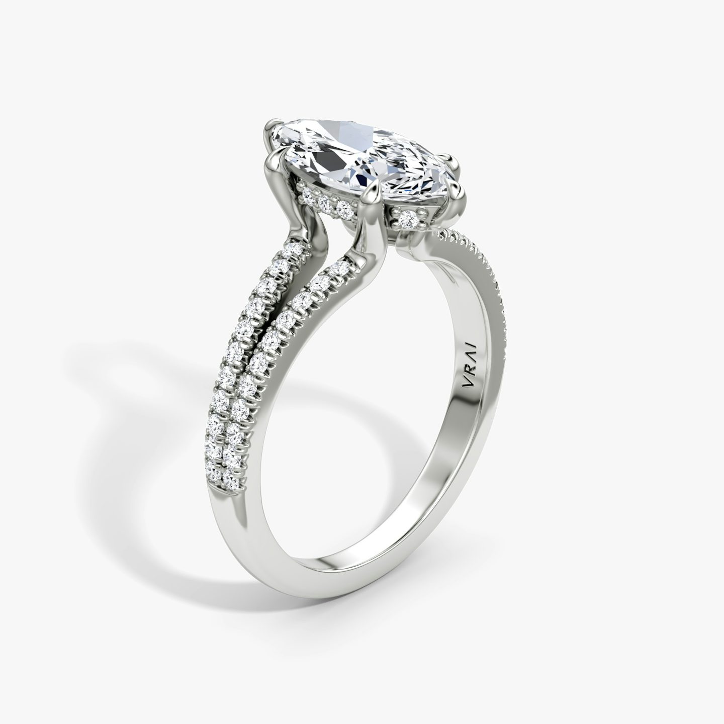 The Floating Split Band | Pavé Marquise | 18k | 18k White Gold | Band: Pavé | Diamond orientation: vertical | Carat weight: See full inventory