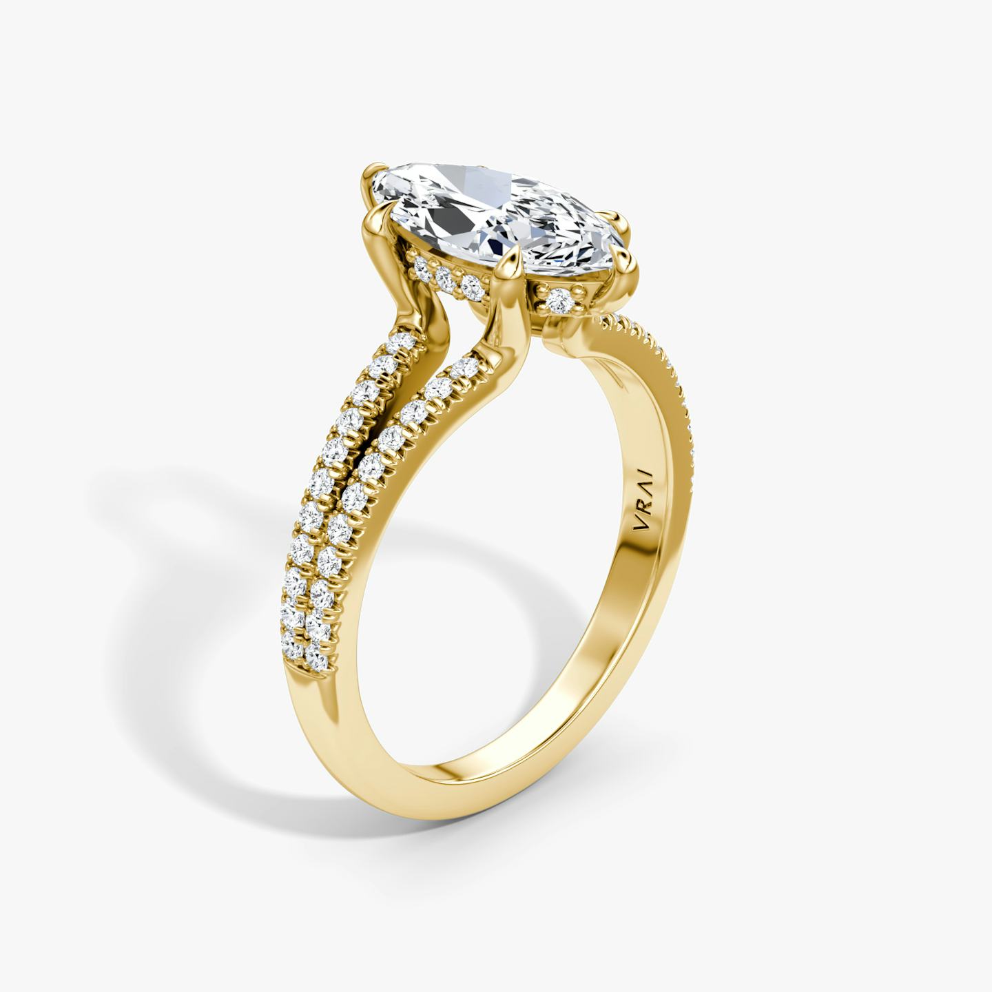 The Floating Split Band | Pavé Marquise | 18k | 18k Yellow Gold | Band: Pavé | Diamond orientation: vertical | Carat weight: See full inventory