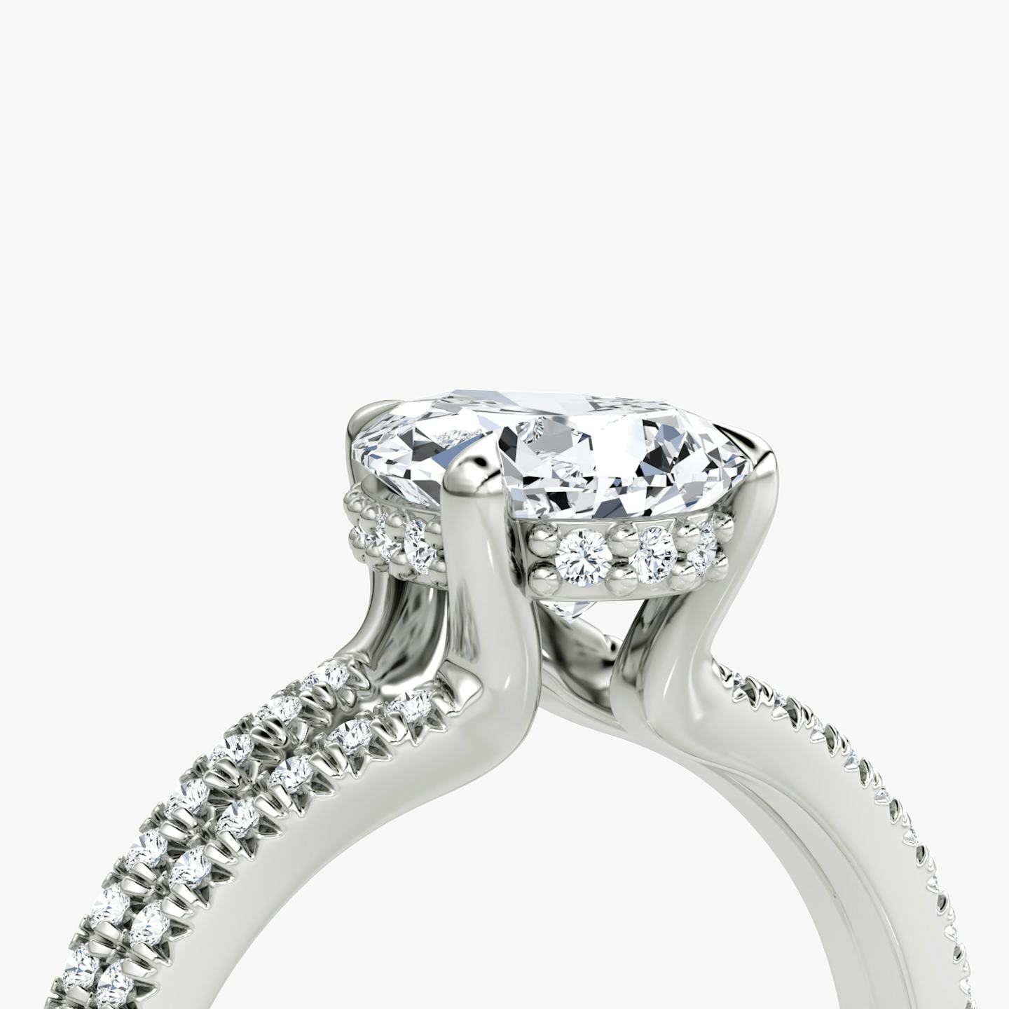 The Floating Split Band | Pear | 18k | 18k White Gold | Band: Pavé | Diamond orientation: vertical | Carat weight: See full inventory
