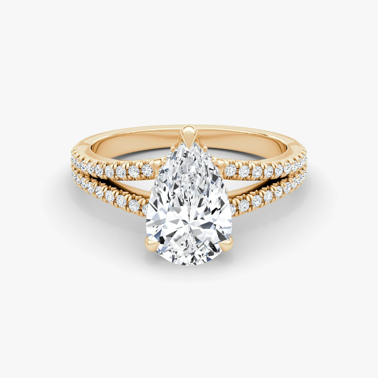 The Floating Split Band | Pear | 14k | 14k Rose Gold | Band: Pavé | Diamond orientation: vertical | Carat weight: See full inventory