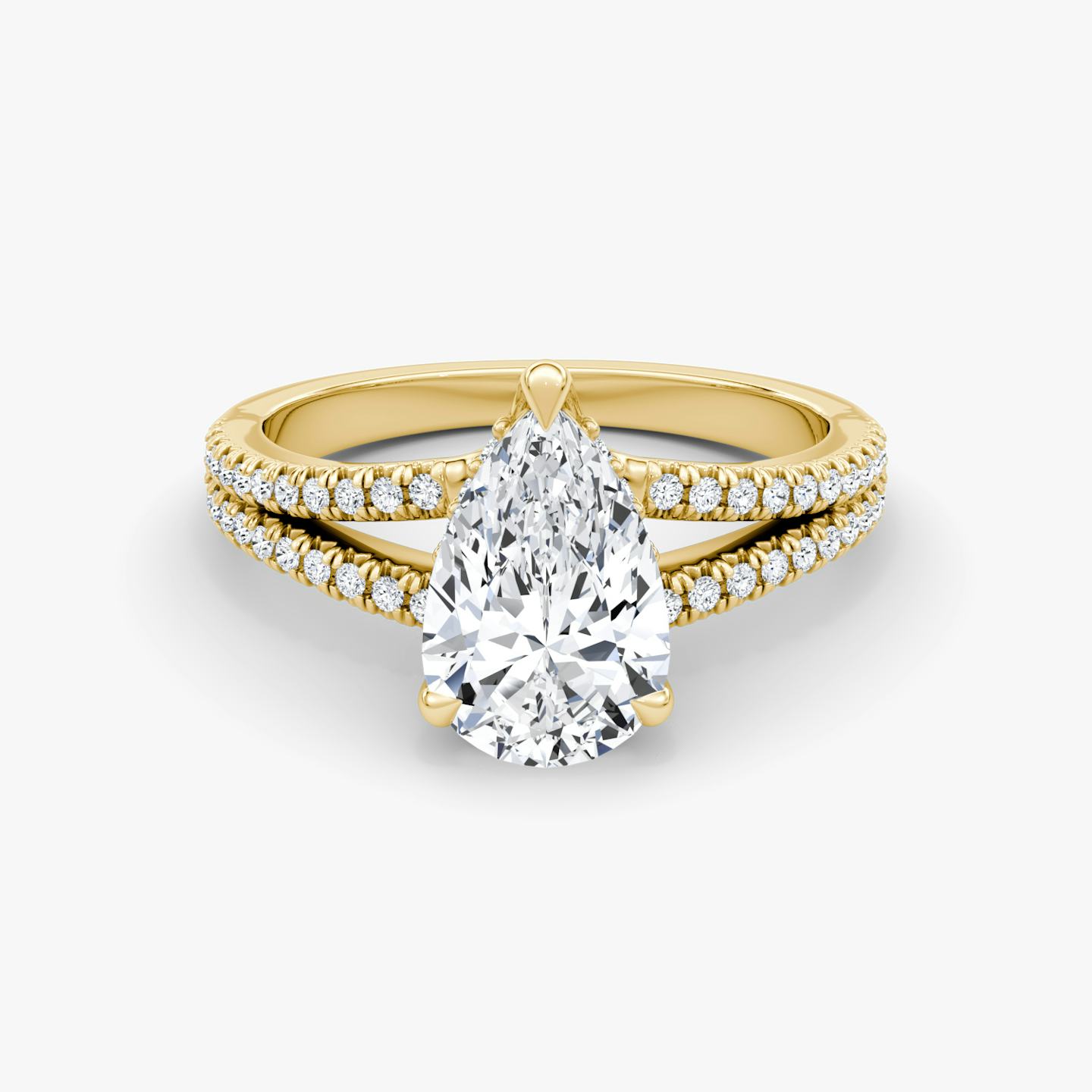 The Floating Split Band | Pear | 18k | 18k Yellow Gold | Band: Pavé | Diamond orientation: vertical | Carat weight: See full inventory