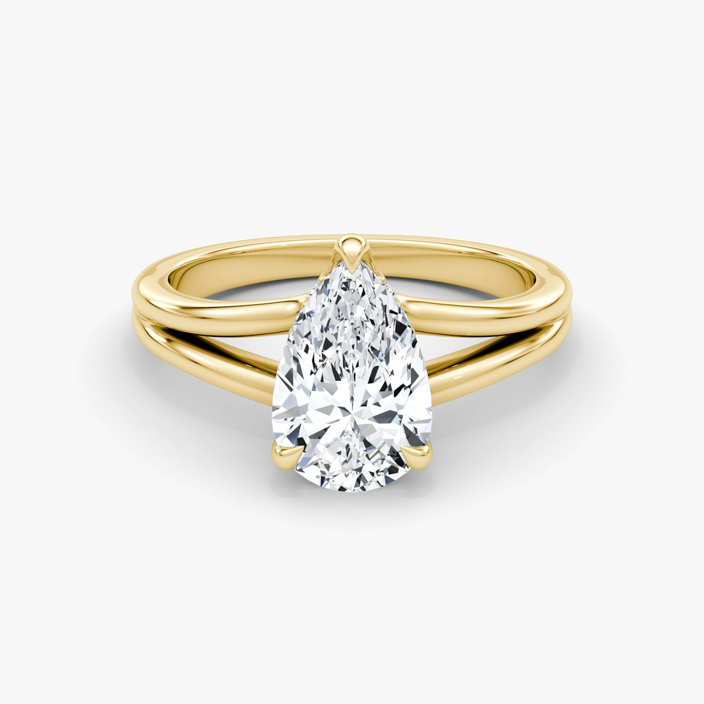 The Floating Split Band Pear Engagement Ring | Plain Band | Yellow Gold