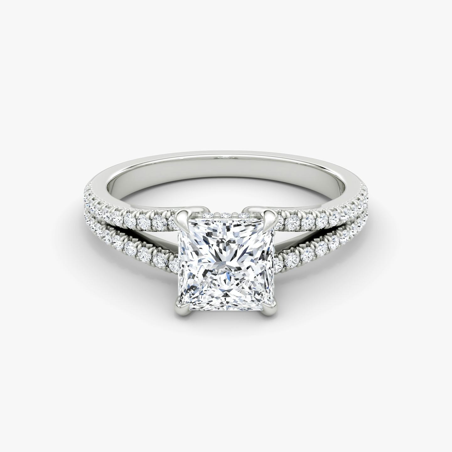 The Floating Split Band | Princess | Platinum | Band: Pavé | Diamond orientation: vertical | Carat weight: See full inventory