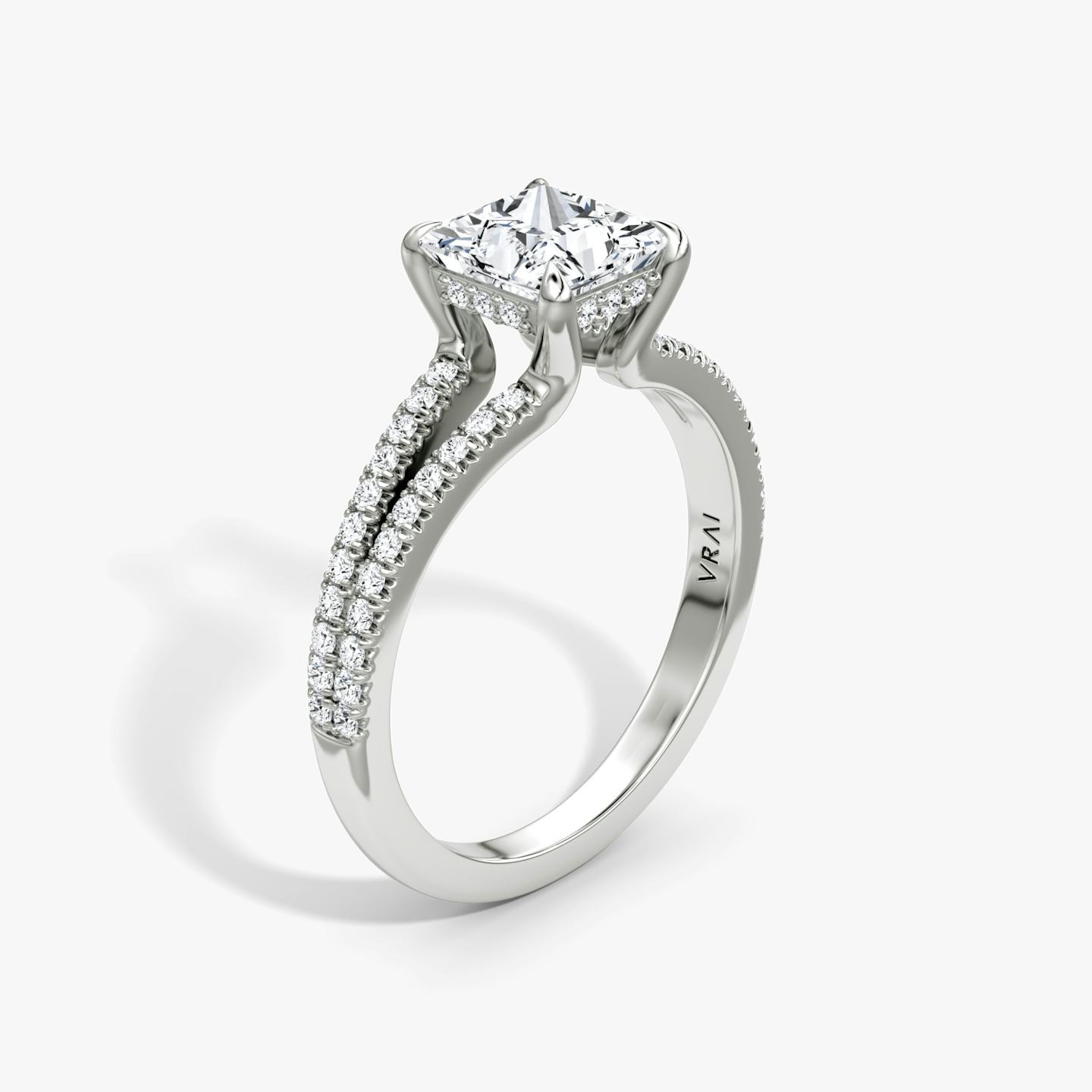 The Floating Split Band | Princess | 18k | 18k White Gold | Band: Pavé | Diamond orientation: vertical | Carat weight: See full inventory
