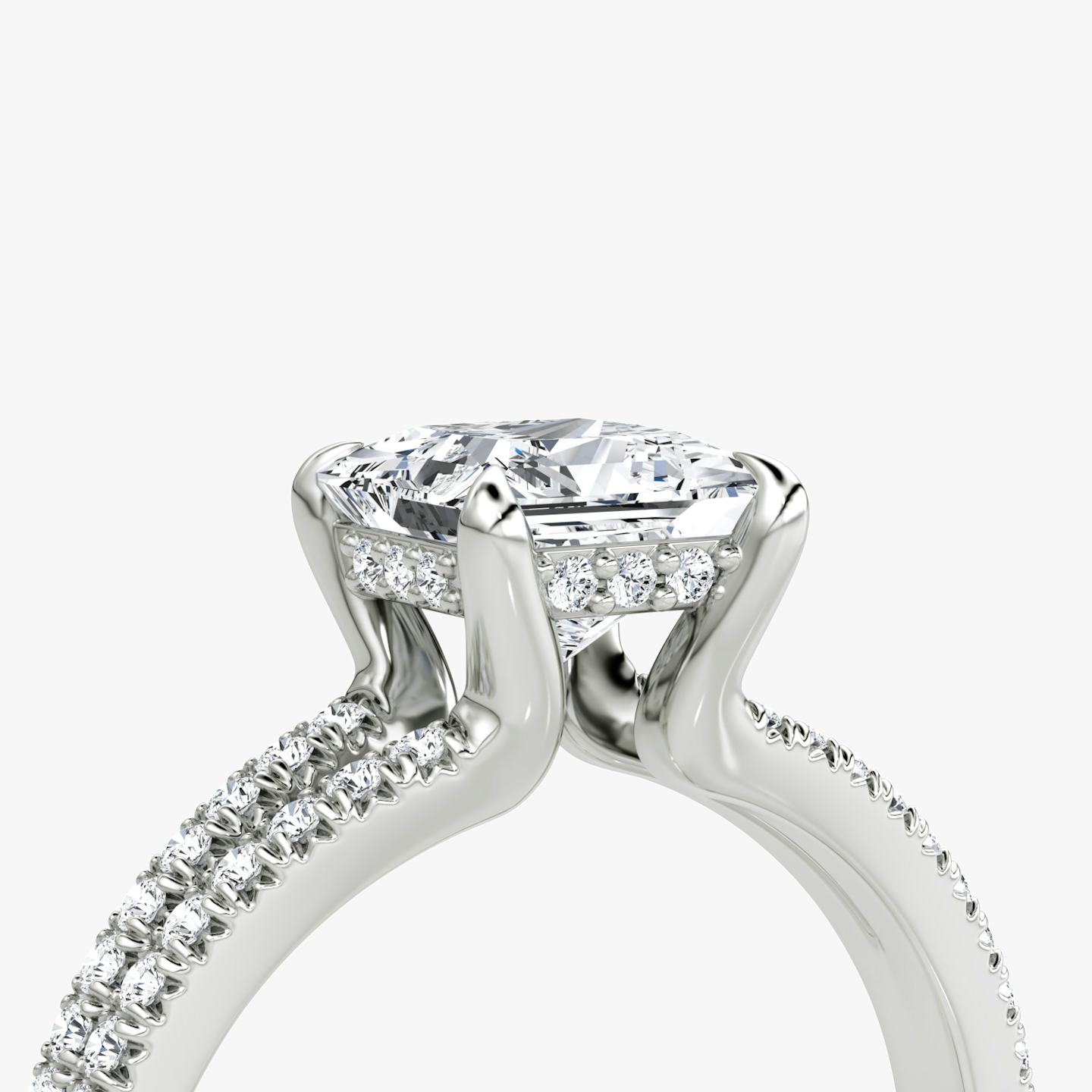 The Floating Split Band | Princess | Platinum | Band: Pavé | Diamond orientation: vertical | Carat weight: See full inventory