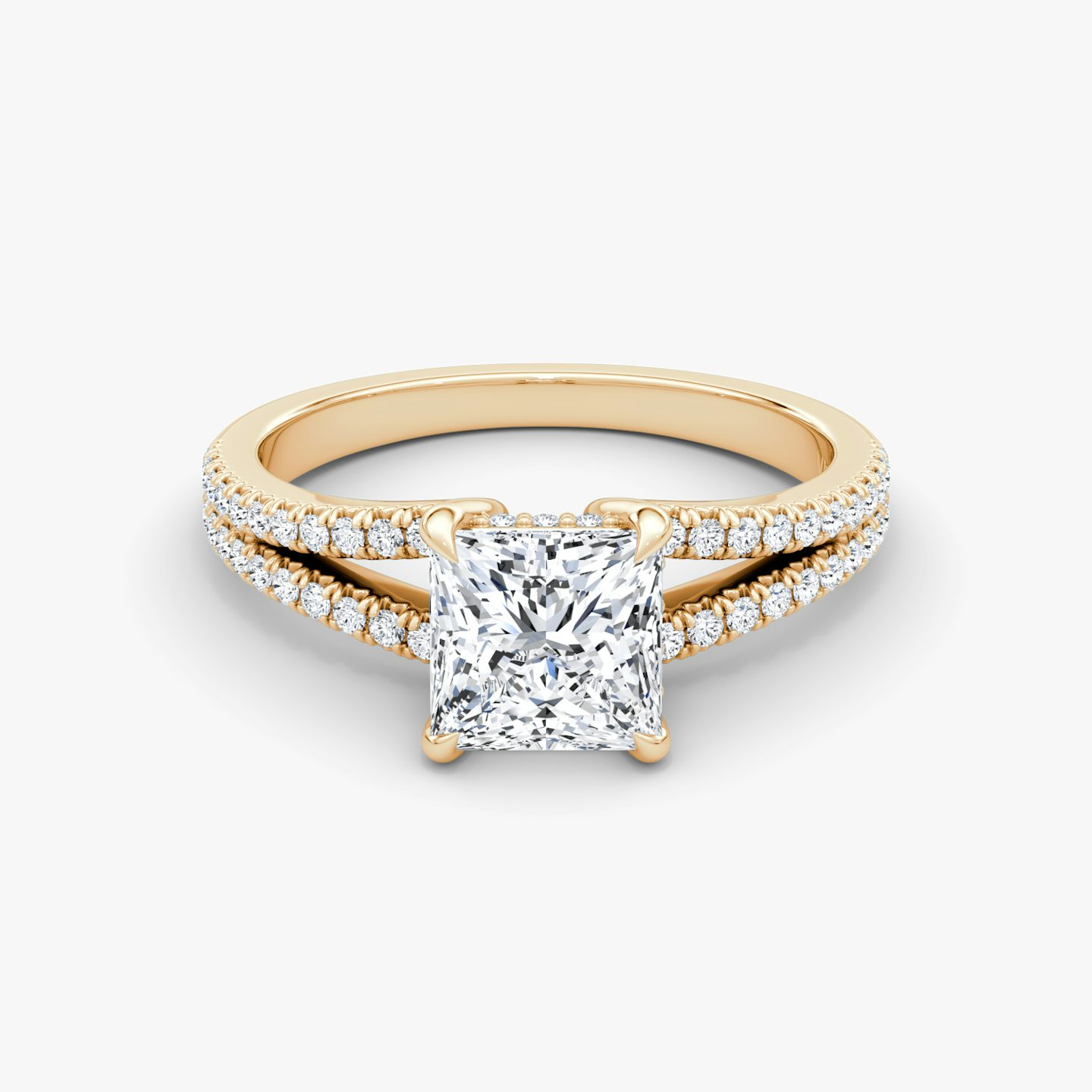 The Floating Split Band | Princess | 14k | 14k Rose Gold | Band: Pavé | Diamond orientation: vertical | Carat weight: See full inventory