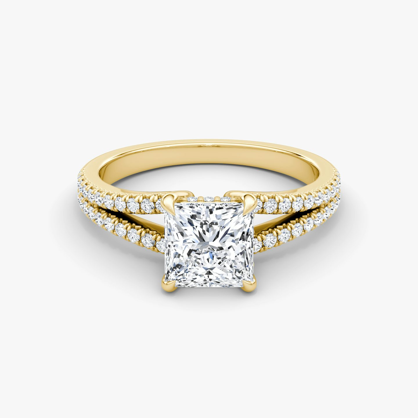 The Floating Split Band | Princess | 18k | 18k Yellow Gold | Band: Pavé | Diamond orientation: vertical | Carat weight: See full inventory