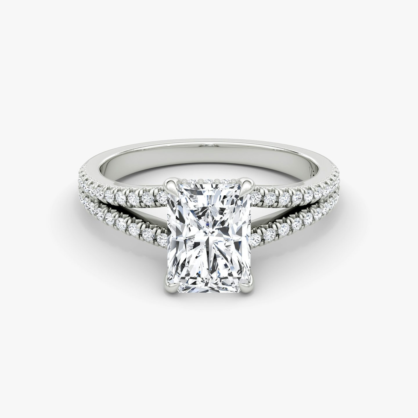The Floating Split Band | Radiant | 18k | 18k White Gold | Band: Pavé | Diamond orientation: vertical | Carat weight: See full inventory