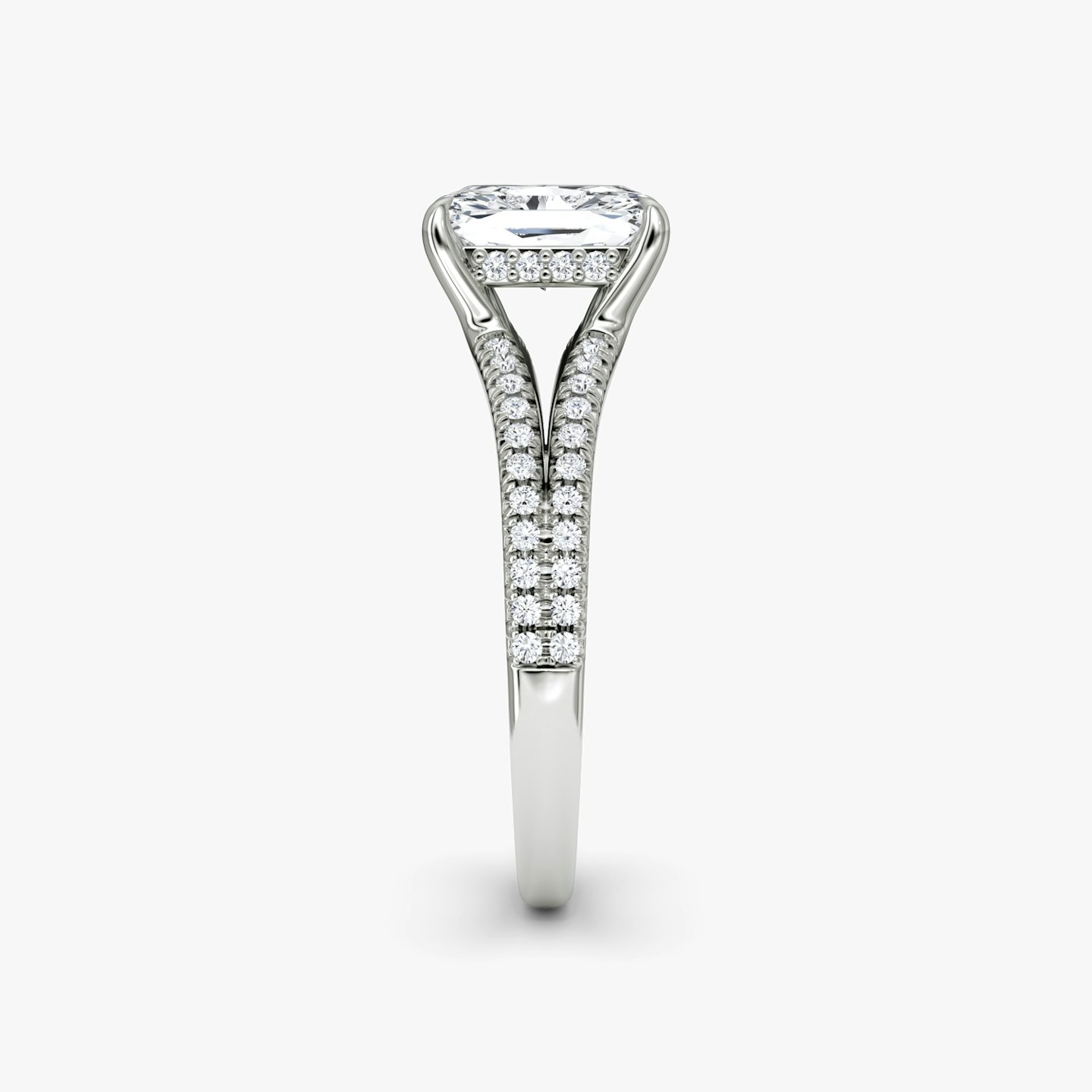 The Floating Split Band | Radiant | Platinum | Band: Pavé | Diamond orientation: vertical | Carat weight: See full inventory