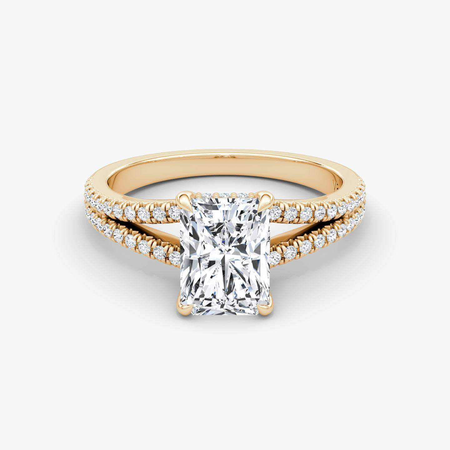 The Floating Split Band | Radiant | 14k | 14k Rose Gold | Band: Pavé | Diamond orientation: vertical | Carat weight: See full inventory