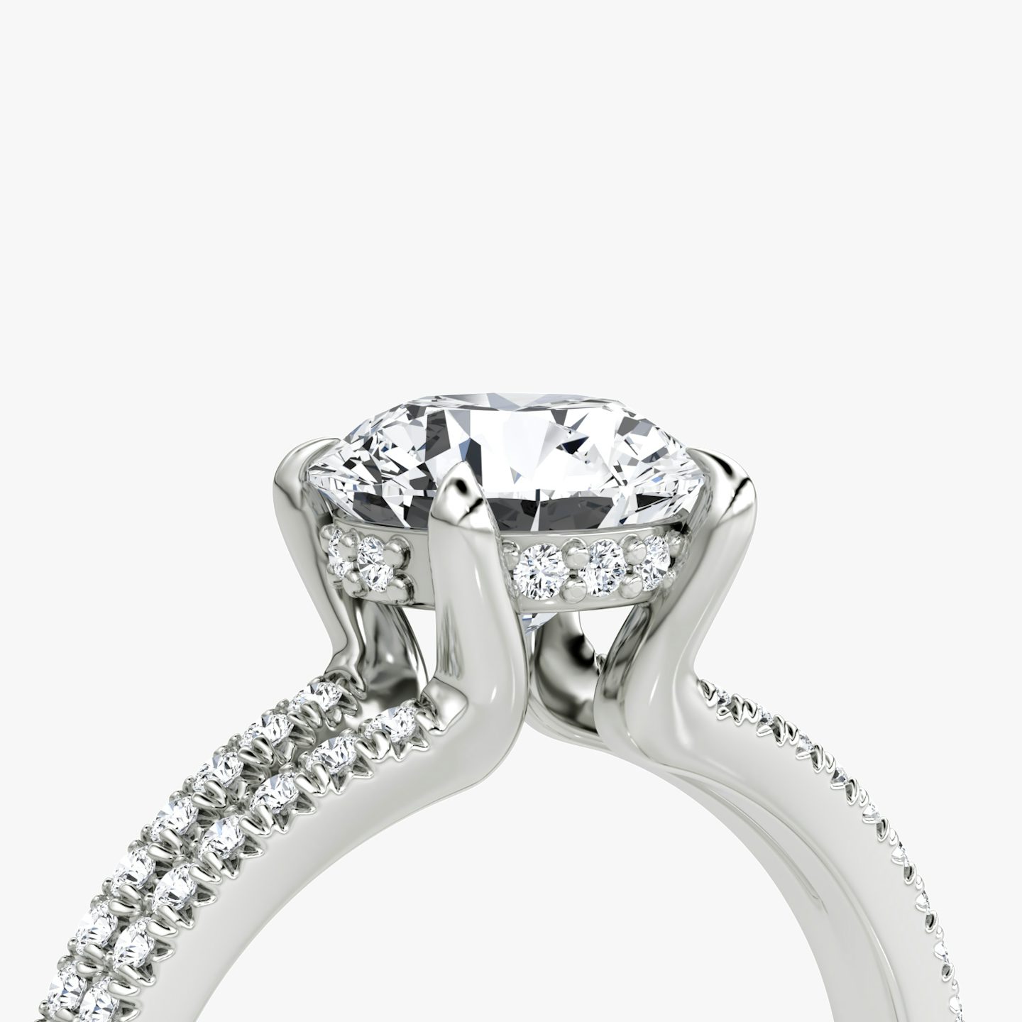 The Floating Split Band | Round Brilliant | 18k | 18k White Gold | Band: Pavé | Carat weight: See full inventory | Diamond orientation: vertical