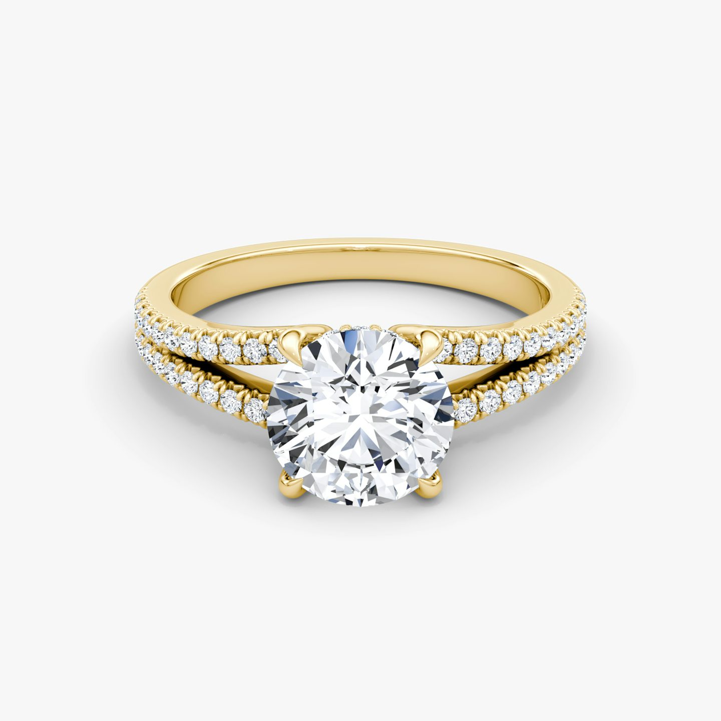 The Floating Split Band | Round Brilliant | 18k | 18k Yellow Gold | Band: Pavé | Carat weight: 2 | Diamond orientation: vertical