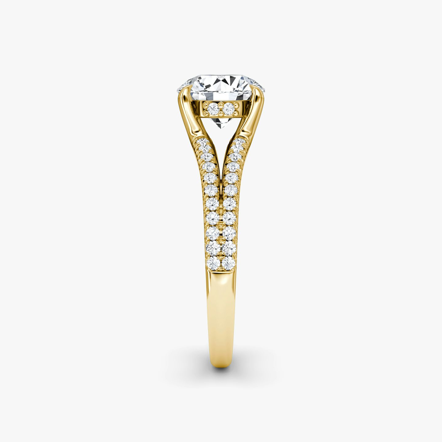 The Floating Split Band | Round Brilliant | 18k | 18k Yellow Gold | Band: Pavé | Carat weight: 1½ | Diamond orientation: vertical