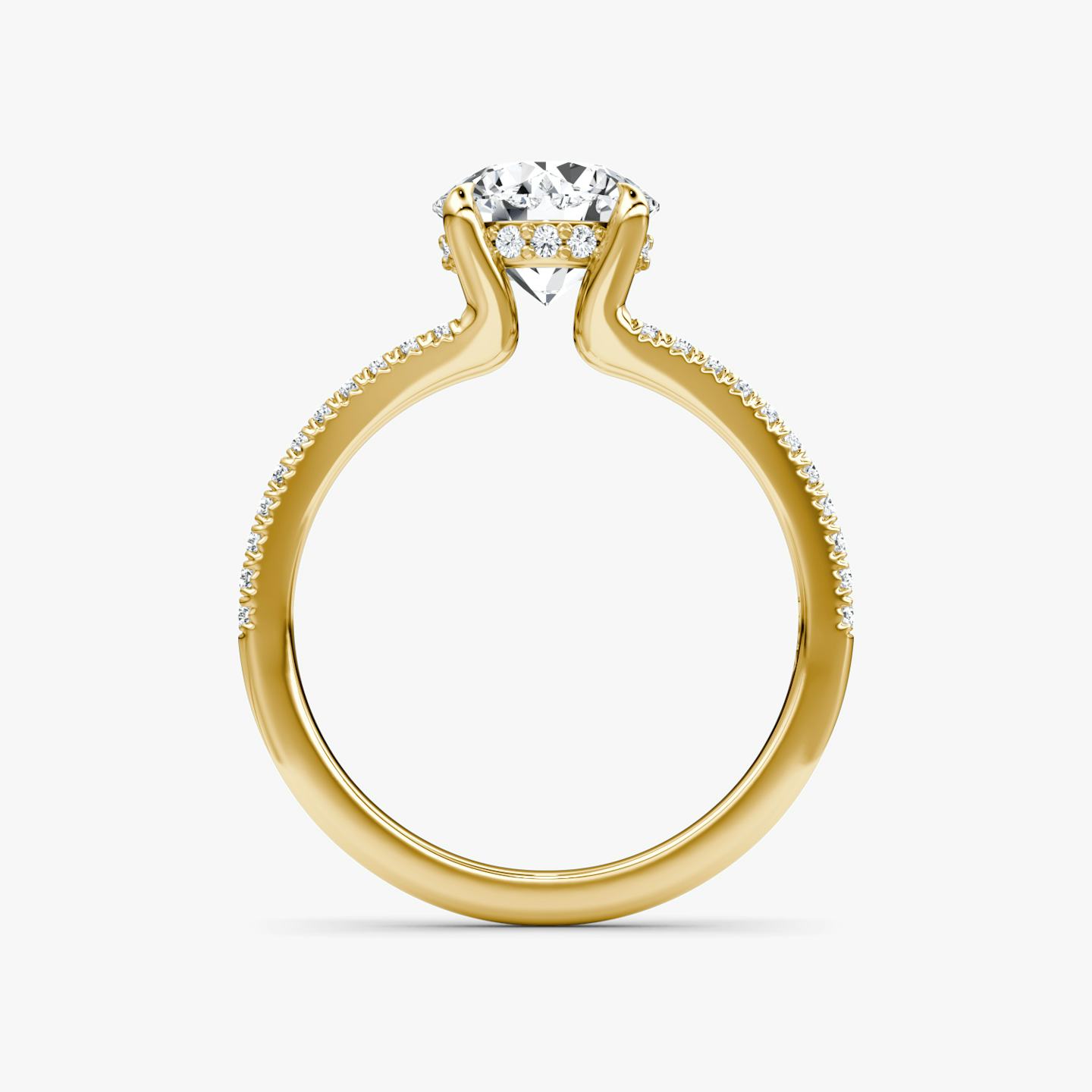 The Floating Split Band | Round Brilliant | 18k | 18k Yellow Gold | Band: Pavé | Carat weight: See full inventory | Diamond orientation: vertical