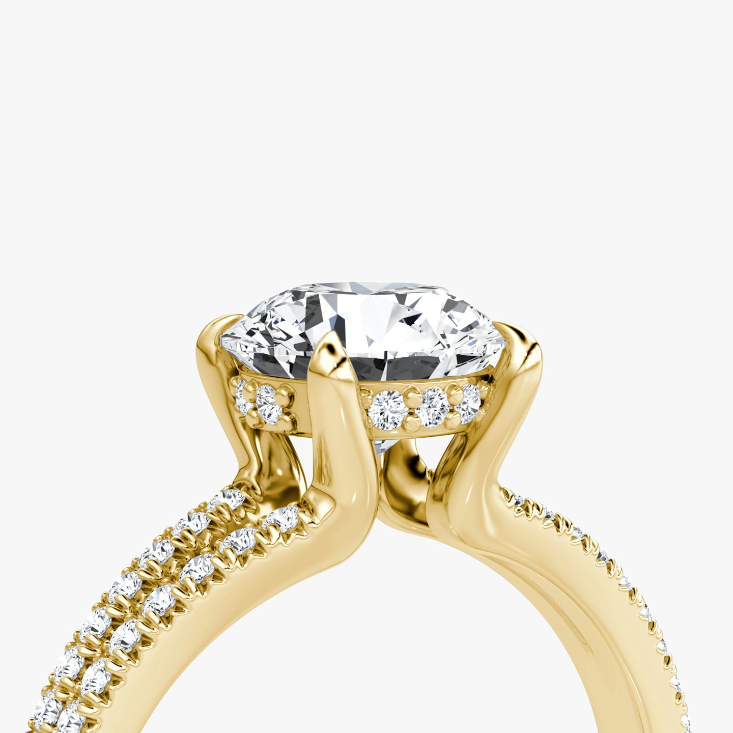 The Floating Split Band | Round Brilliant | 18k | 18k Yellow Gold | Band: Pavé | Carat weight: 1 | Diamond orientation: vertical