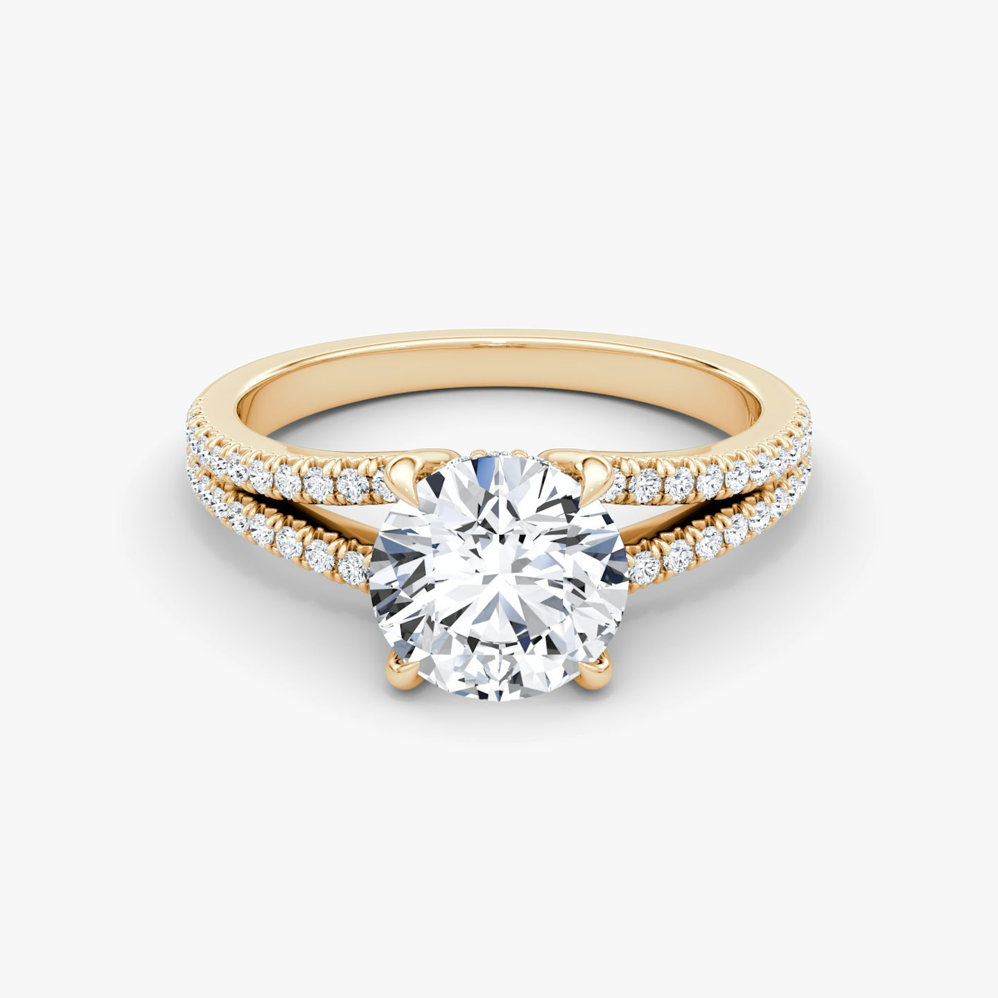 The Floating Split Band | Round Brilliant | 14k | 14k Rose Gold | Band: Pavé | Carat weight: See full inventory | Diamond orientation: vertical