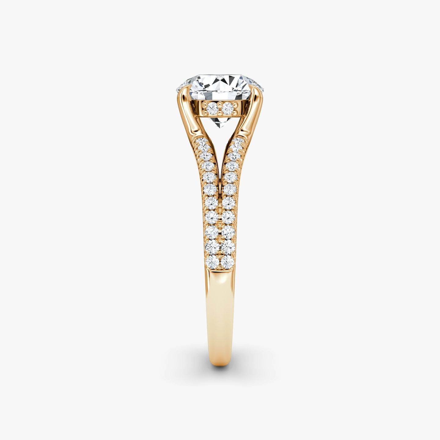 The Floating Split Band | Round Brilliant | 14k | 14k Rose Gold | Band: Pavé | Carat weight: See full inventory | Diamond orientation: vertical