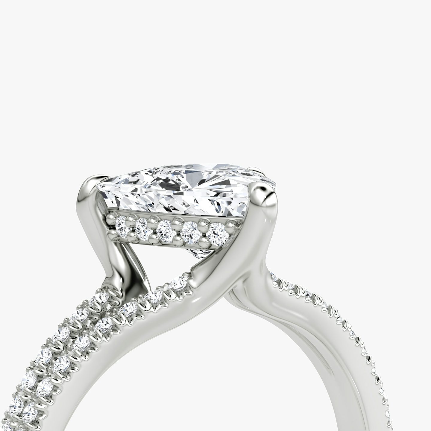The Floating Split Band | Trillion | Platinum | Band: Pavé | Diamond orientation: vertical | Carat weight: See full inventory