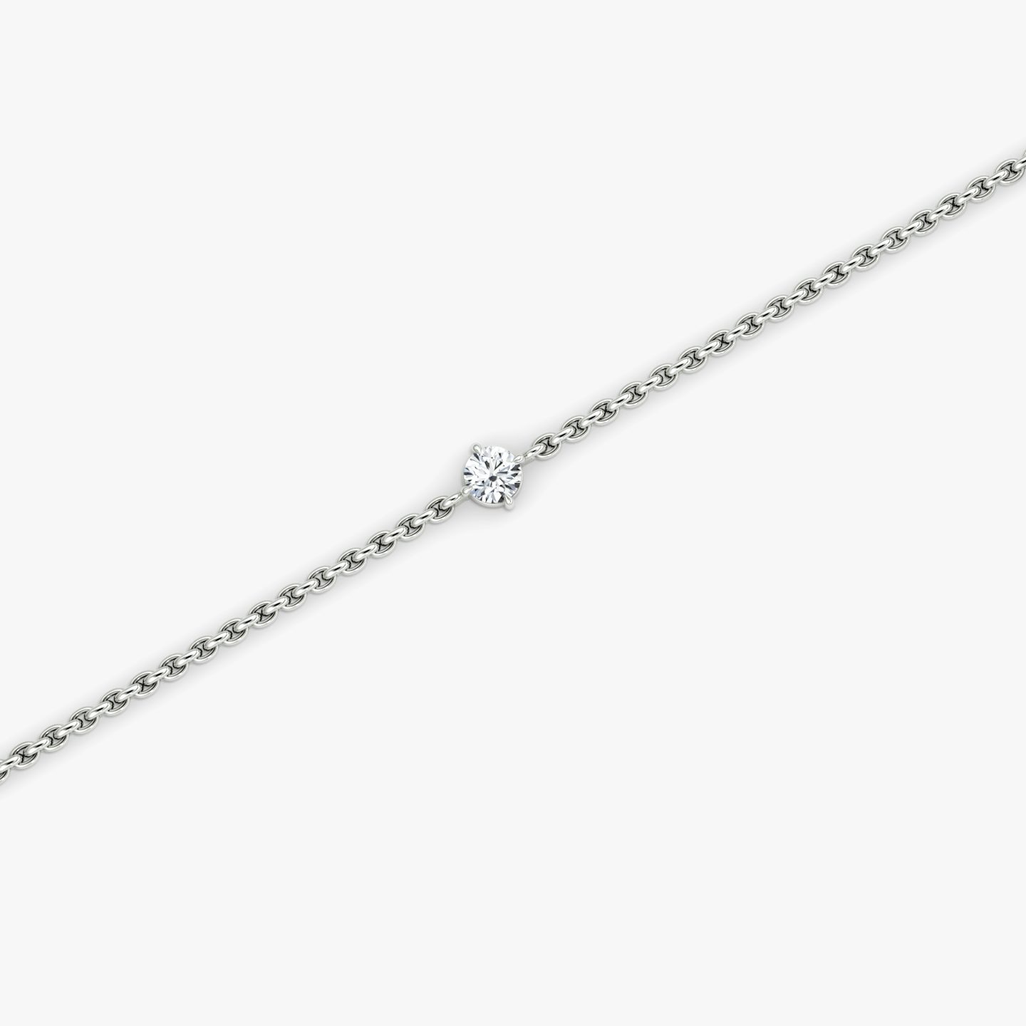 Bracelet Duo Lariat | Rond Brillant | 14k | Or blanc 18 carats | Longueur de la chaîne: 6.5