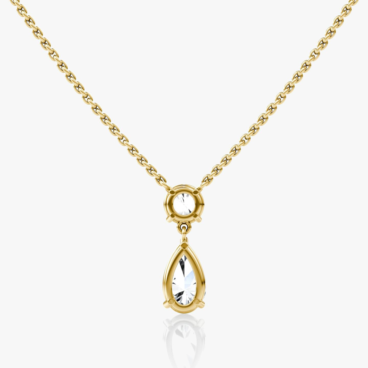 Collar Duo Drop | Brillante y Pera | 14k | Oro amarillo de 18 quilates | Longitud de la cadena: 16-18