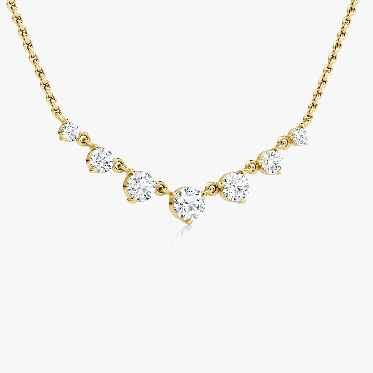 Linked Tennis Necklace | Round Brilliant | 14k | 18k Yellow Gold | Chain length: 16-18