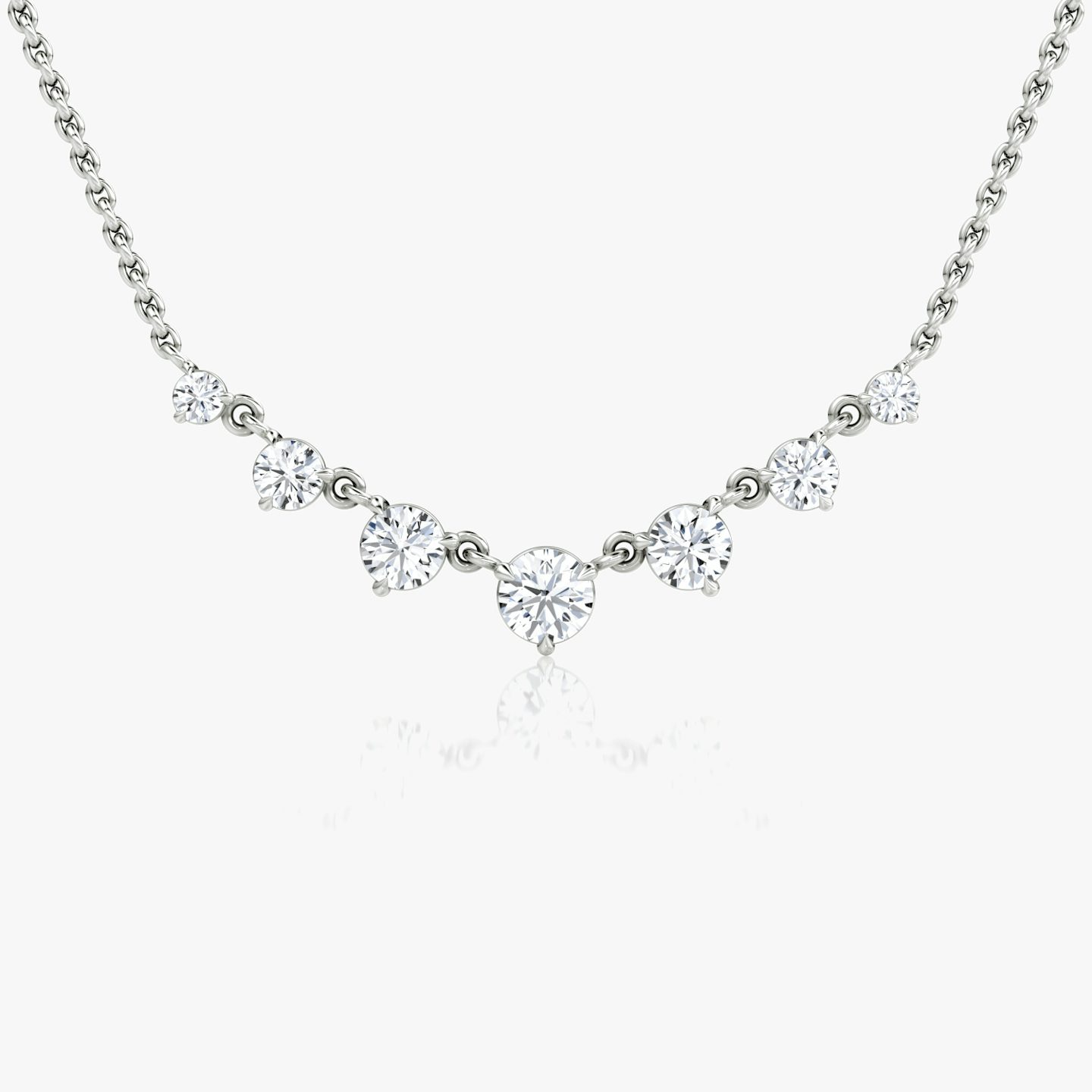 Linked Tennis Necklace | round-brilliant | 14k | white-gold | chainLength: 16-18