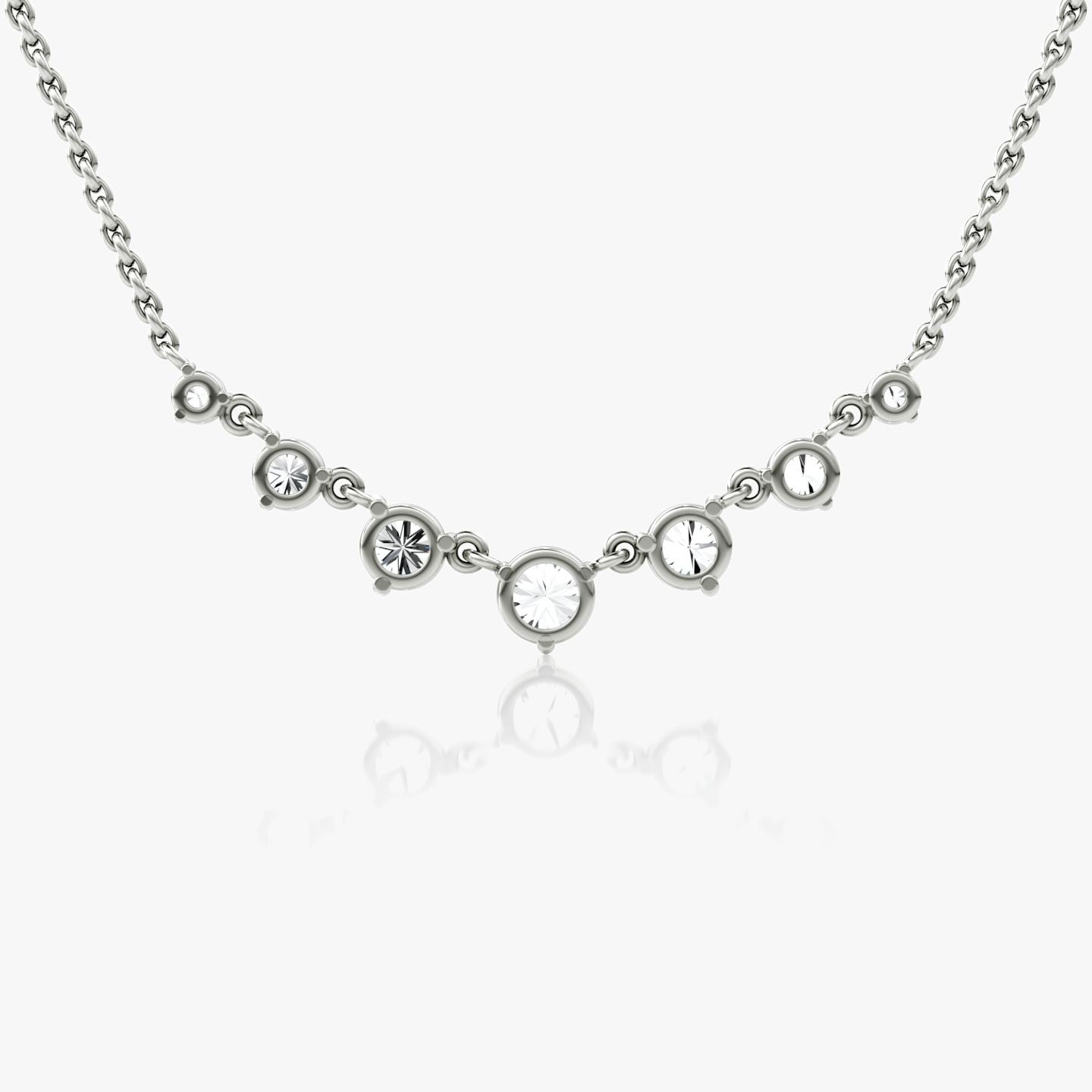 Linked Tennis Necklace | Round Brilliant | 14k | 18k White Gold | Chain length: 16-18