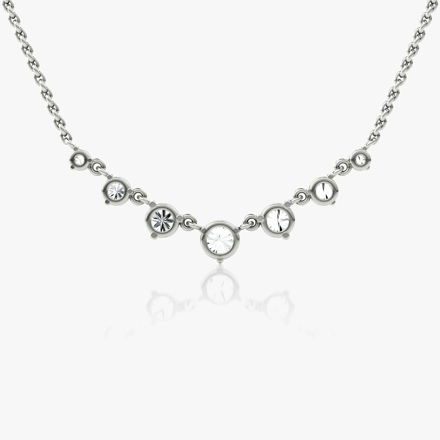 Linked Tennis Necklace | round-brilliant | 14k | white-gold | chainLength: 16-18