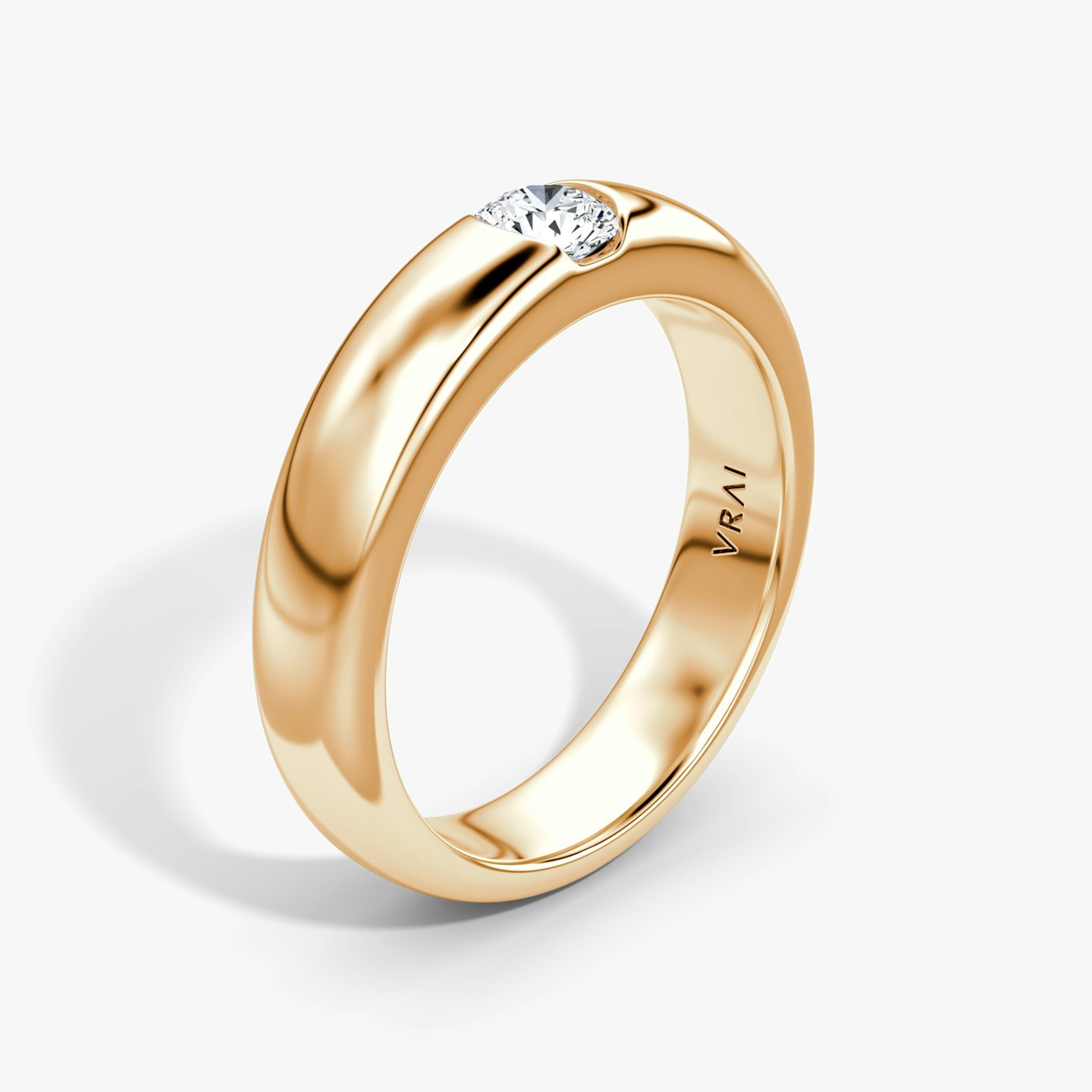 The Round Inlay Band | Round Brilliant | 14k | 14k Rose Gold | Version: Large