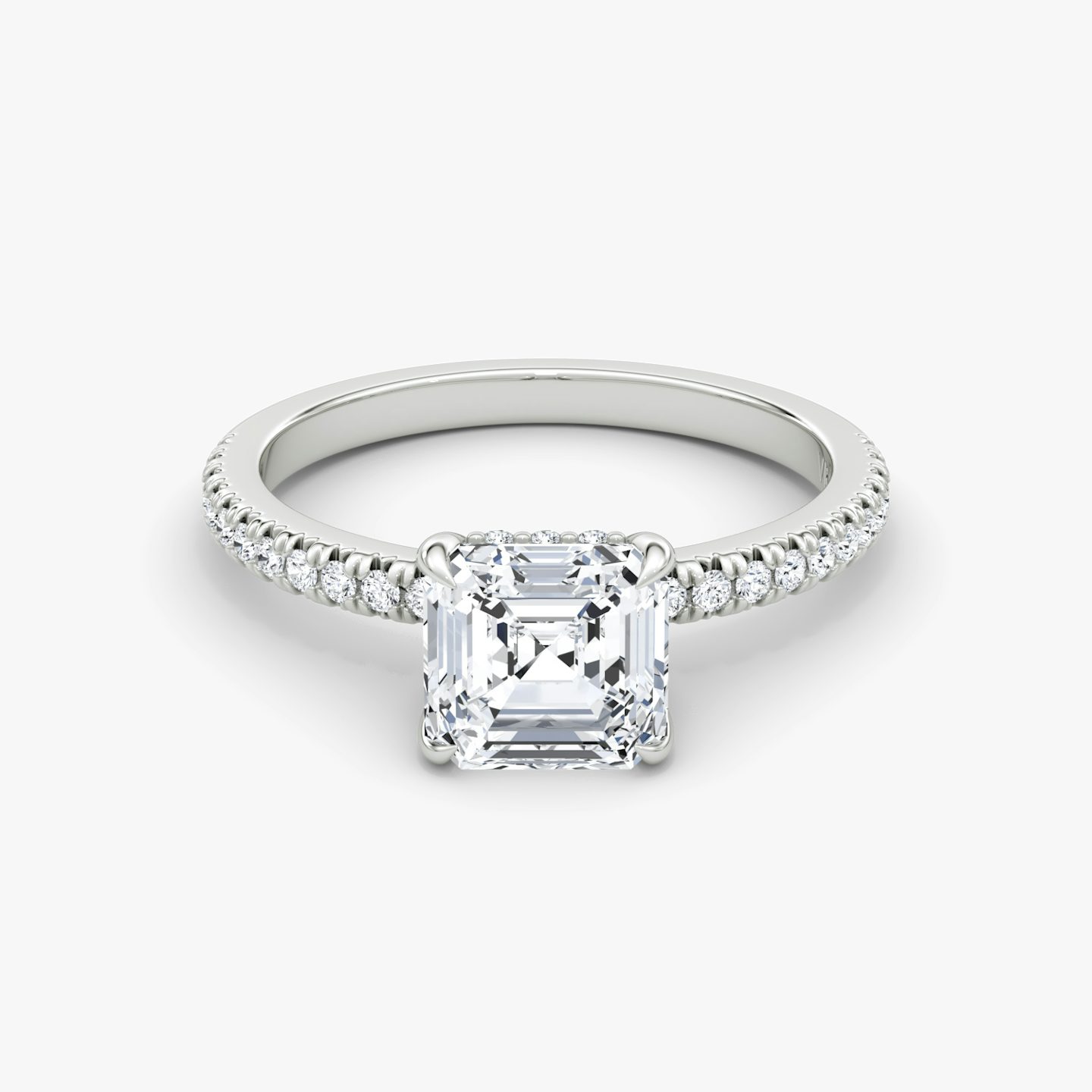 The Floating Solitaire | Asscher | Platinum | Band: Pavé | Diamond orientation: vertical | Carat weight: See full inventory