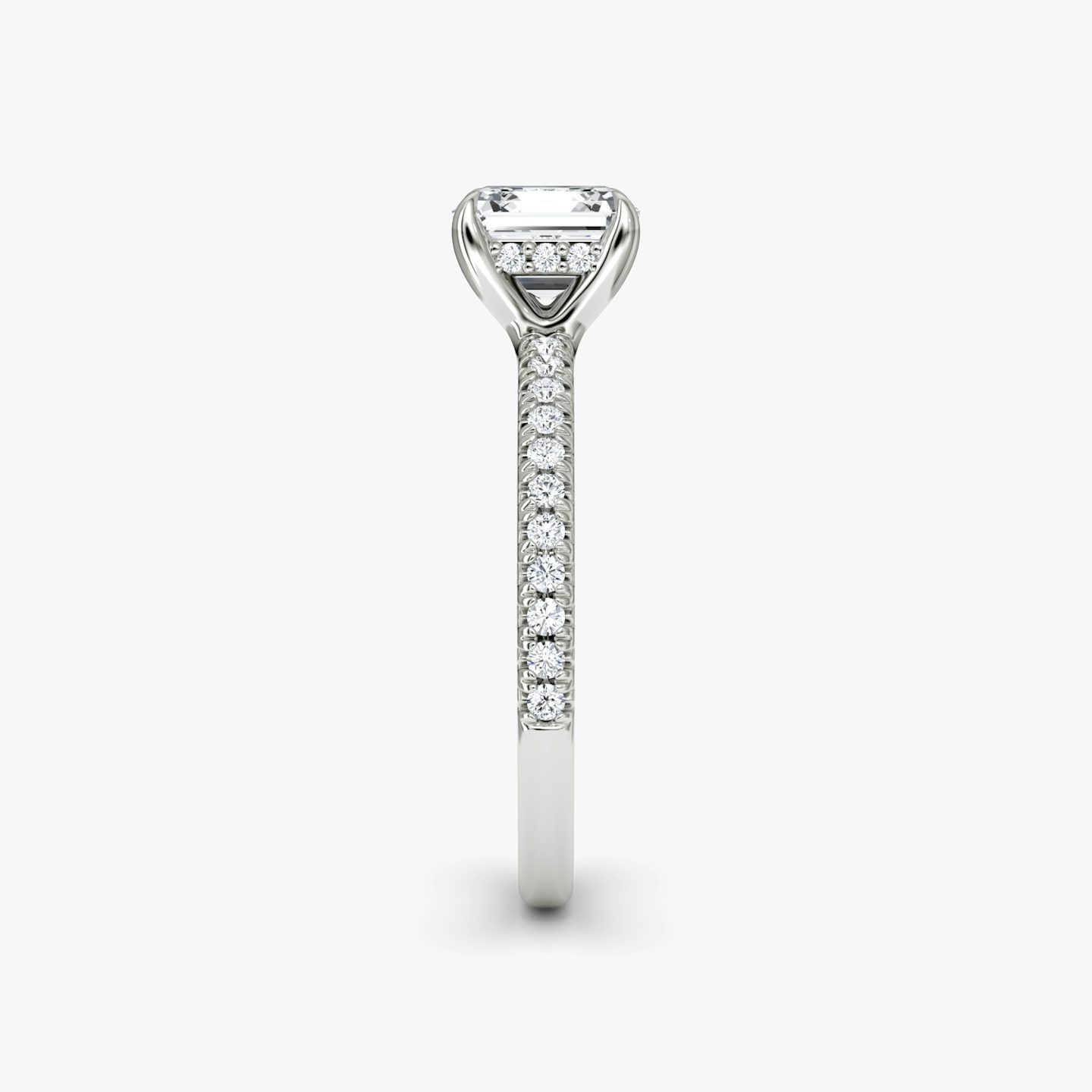 The Floating Solitaire | Asscher | Platinum | Band: Pavé | Diamond orientation: vertical | Carat weight: See full inventory