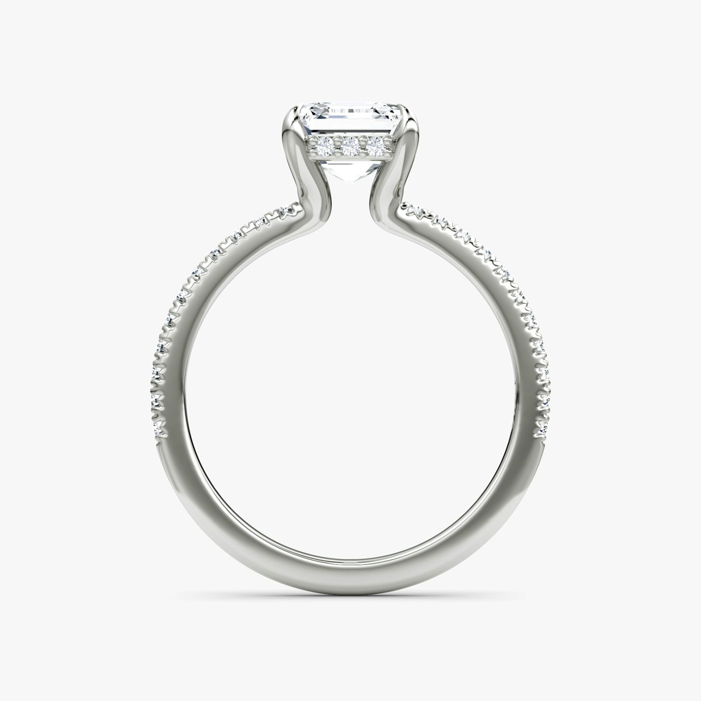 The Floating Solitaire | Asscher | 18k | 18k White Gold | Band: Pavé | Diamond orientation: vertical | Carat weight: See full inventory
