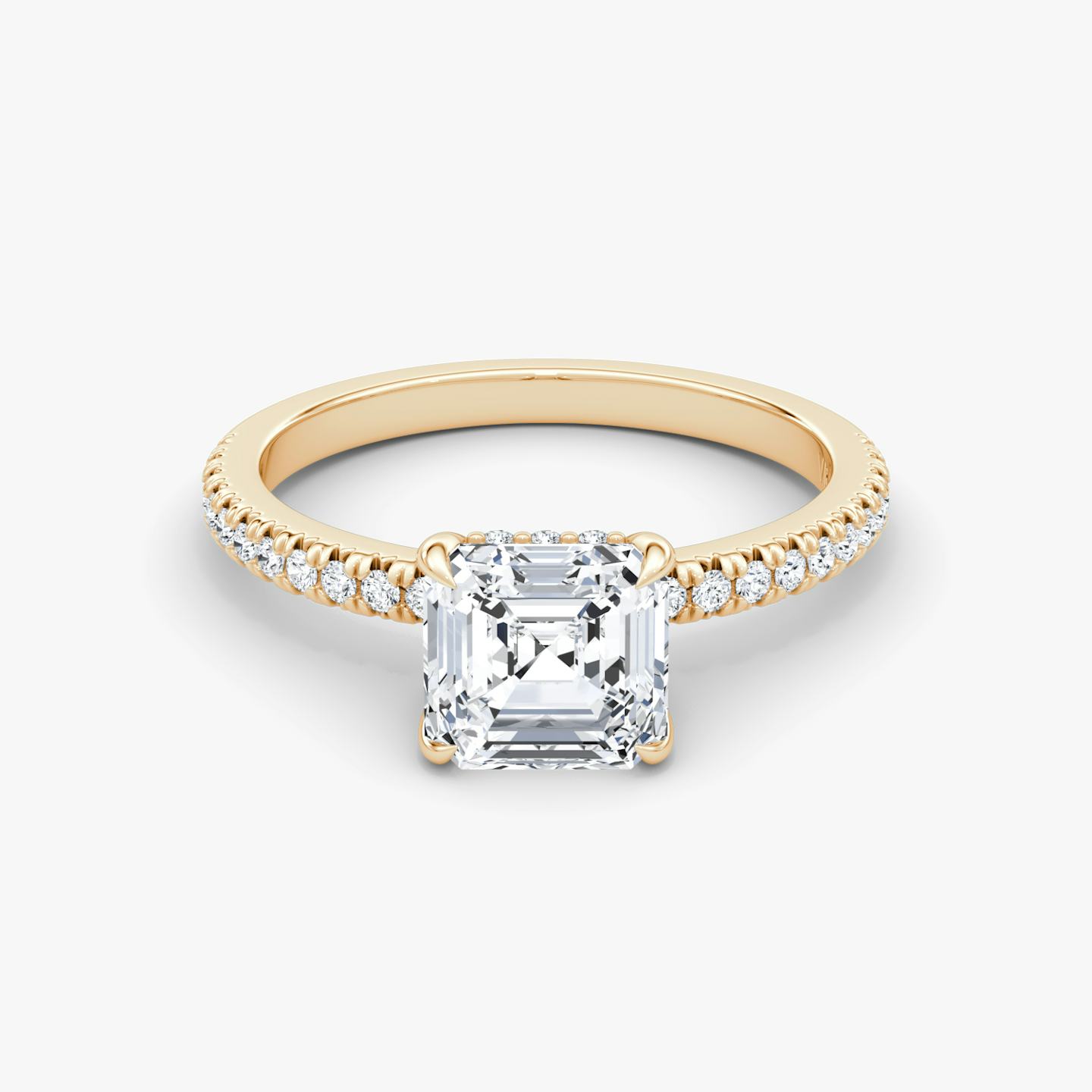 The Floating Solitaire | Asscher | 14k | 14k Rose Gold | Band: Pavé | Diamond orientation: vertical | Carat weight: See full inventory