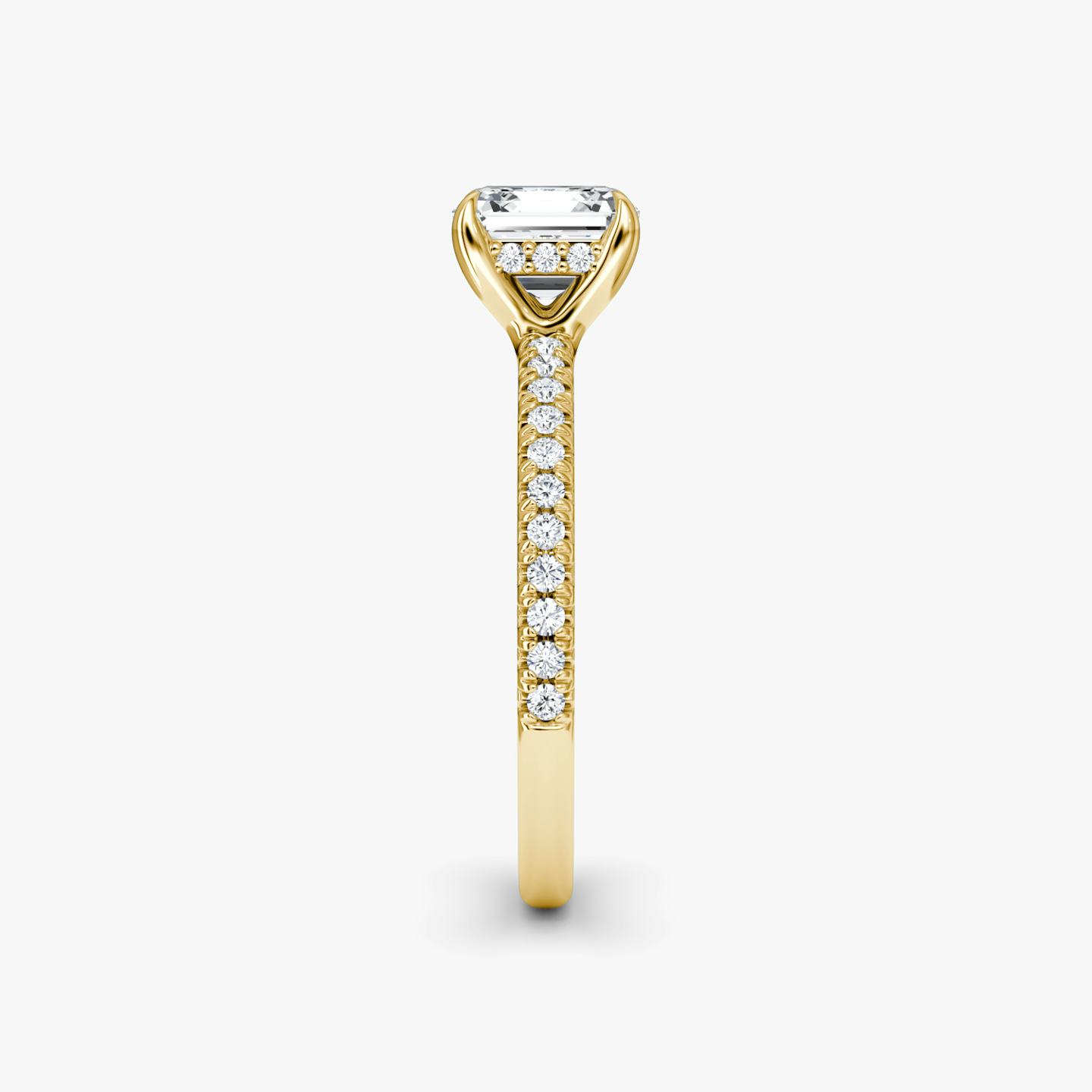 The Floating Solitaire | Asscher | 18k | 18k Yellow Gold | Band: Pavé | Diamond orientation: vertical | Carat weight: See full inventory
