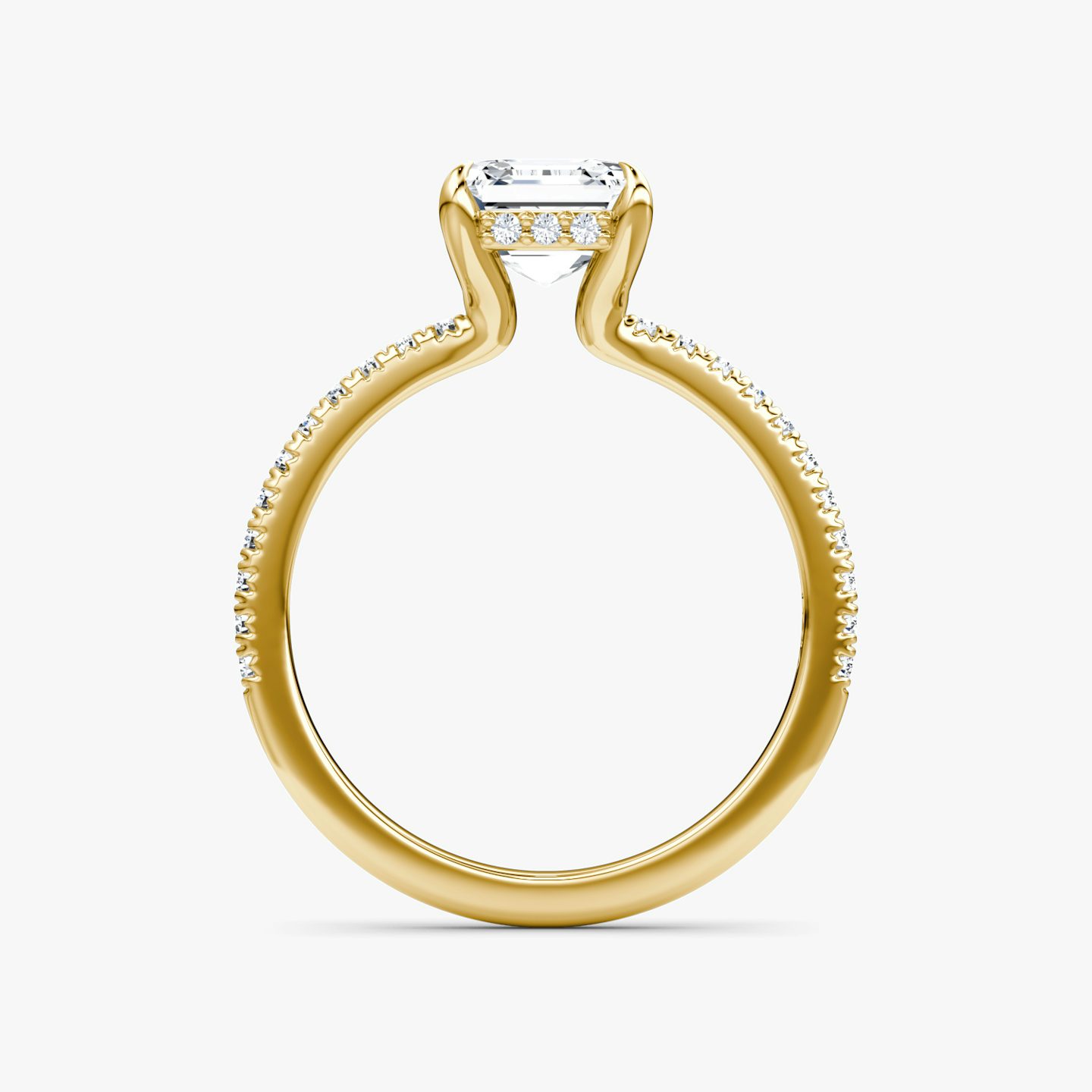 The Floating Solitaire | Asscher | 18k | 18k Yellow Gold | Band: Pavé | Diamond orientation: vertical | Carat weight: See full inventory