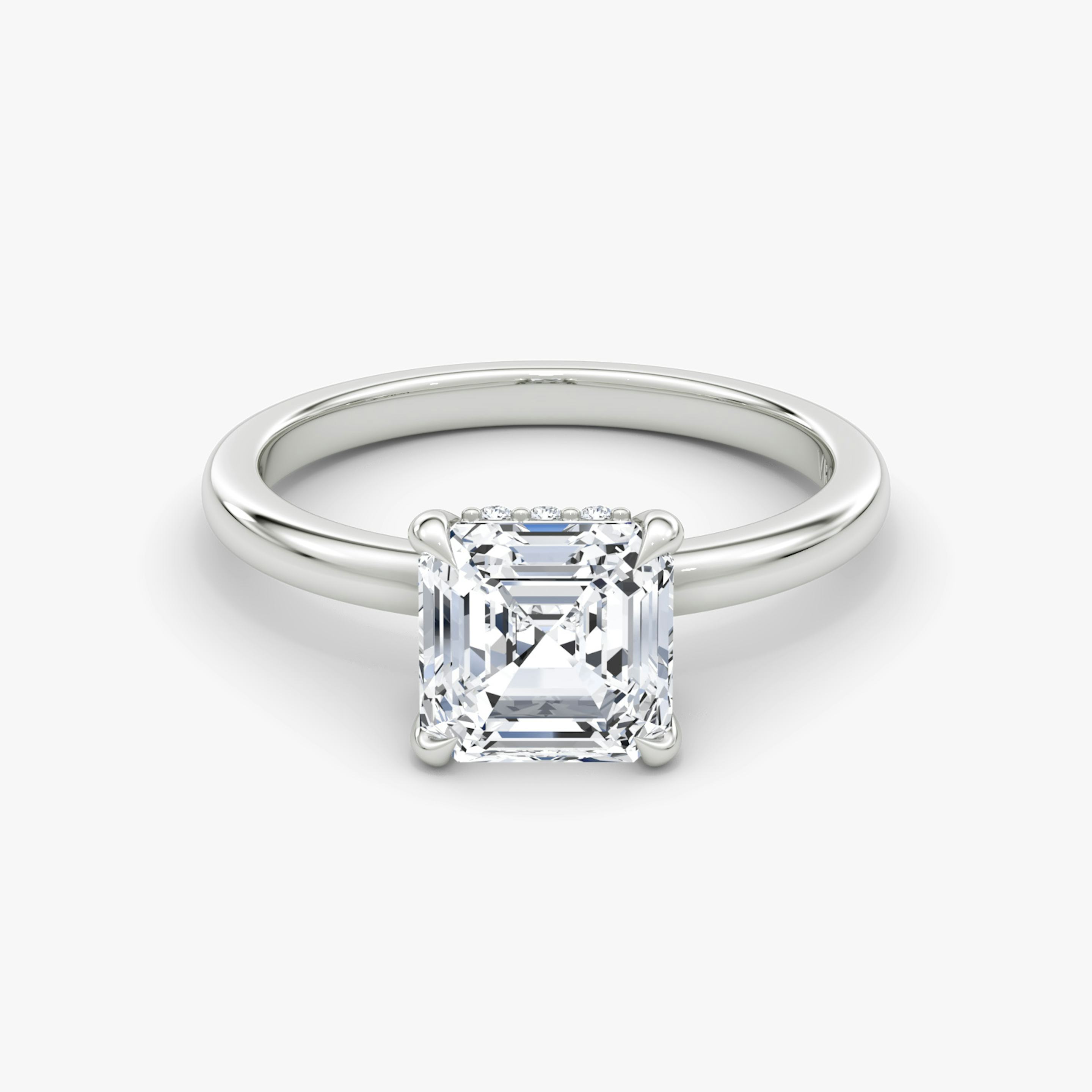 The Floating Solitaire | Asscher | Platinum | Band: Plain | Diamond orientation: vertical | Carat weight: See full inventory