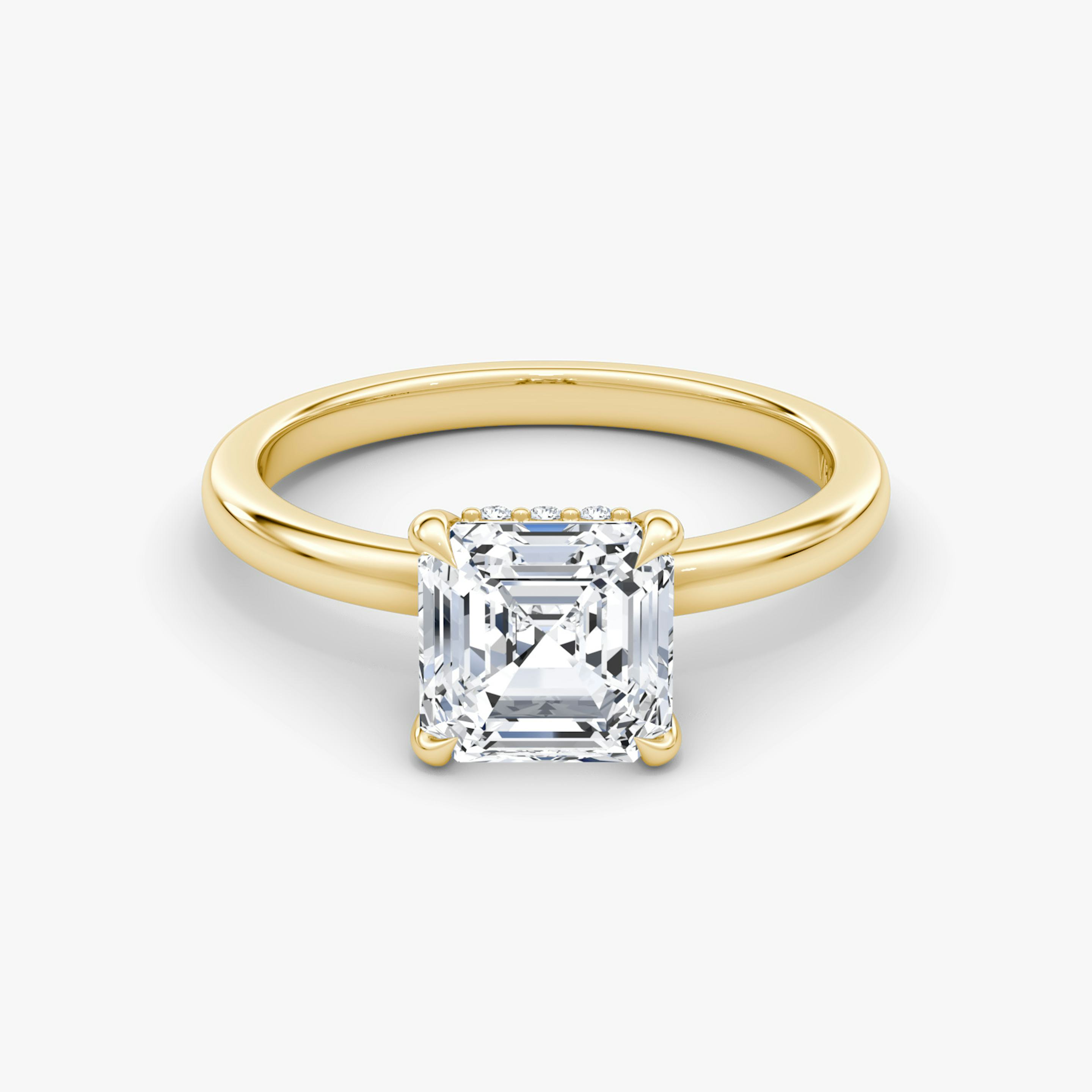 The Floating Solitaire | Asscher | 18k | 18k Yellow Gold | Band: Plain | Diamond orientation: vertical | Carat weight: See full inventory