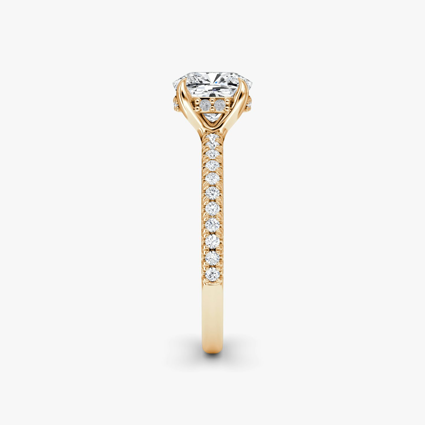 The Floating Solitaire | Pavé Cushion | 14k | 14k Rose Gold | Band: Pavé | Diamond orientation: vertical | Carat weight: See full inventory