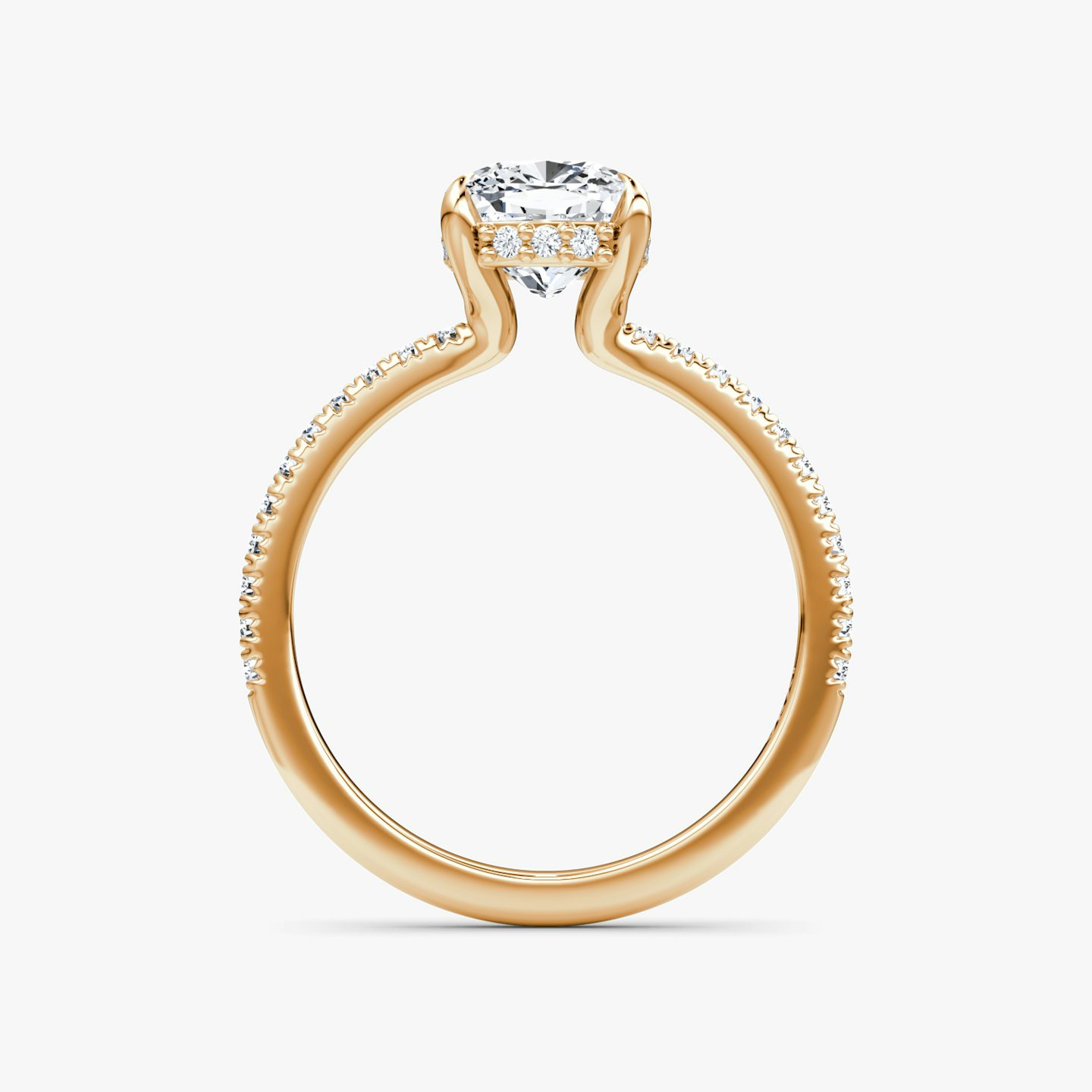 The Floating Solitaire | Pavé Cushion | 14k | 14k Rose Gold | Band: Pavé | Diamond orientation: vertical | Carat weight: See full inventory