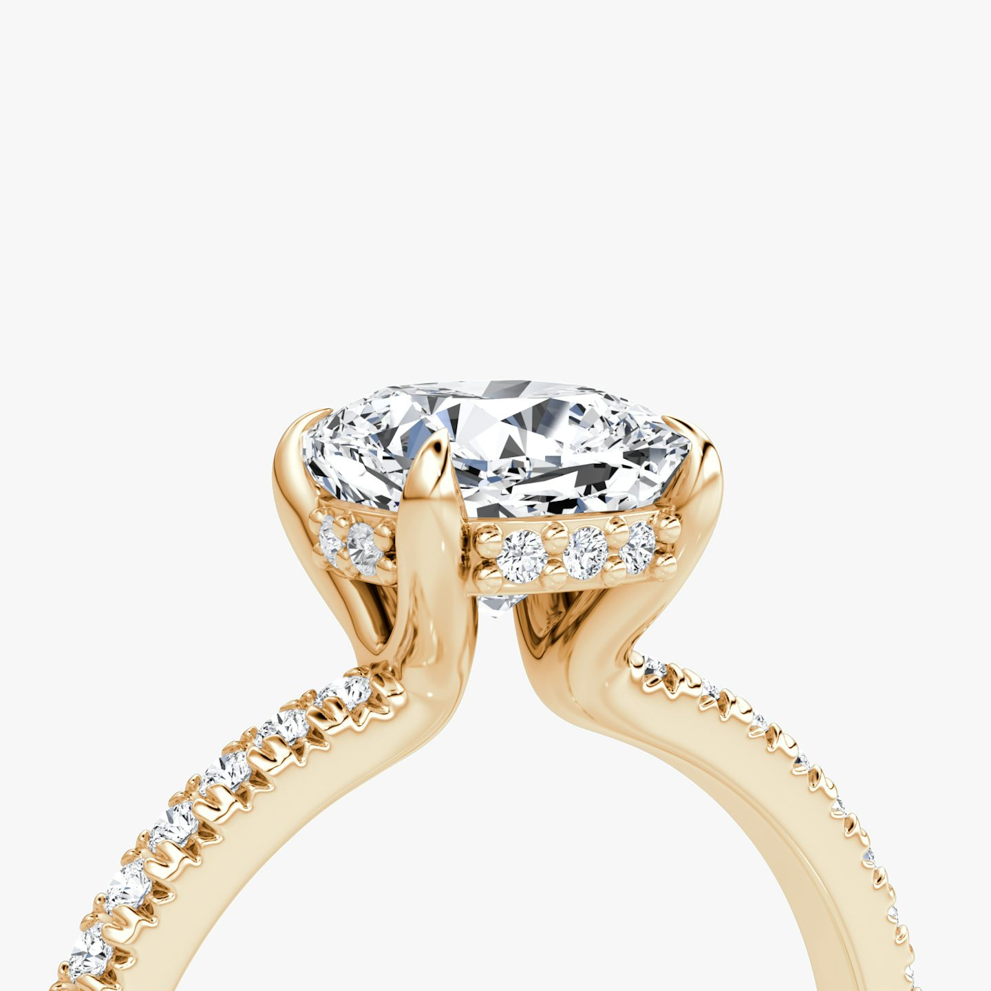 The Floating Solitaire | cushion | 14k | rose-gold | bandAccent: pave | diamondOrientation: vertical | caratWeight: other