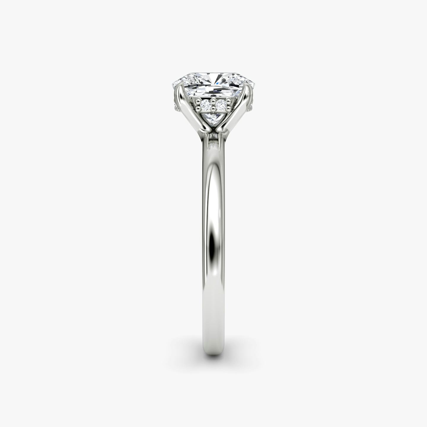 The Floating Solitaire | Pavé Cushion | Platinum | Band: Plain | Diamond orientation: vertical | Carat weight: See full inventory